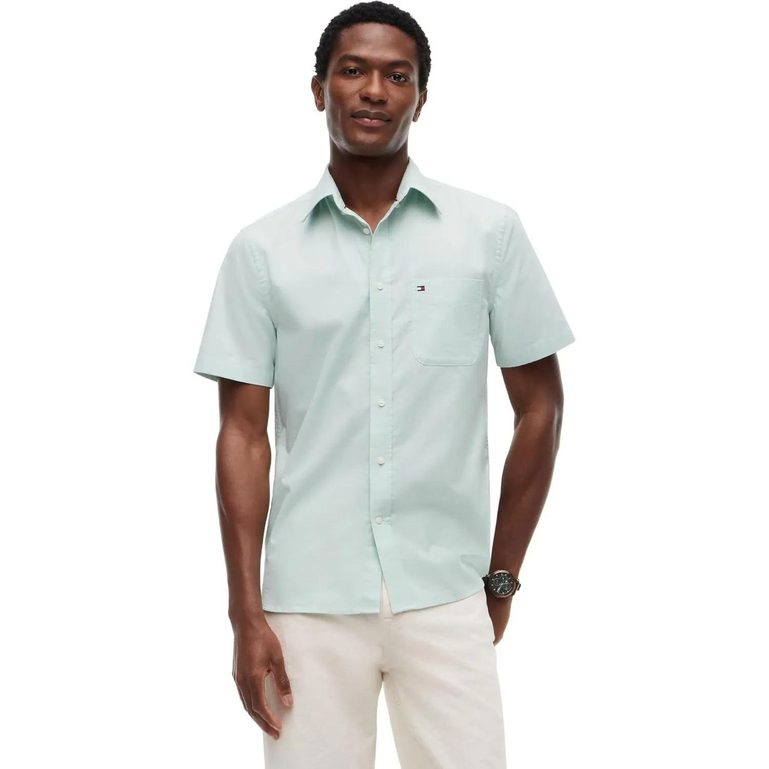 Tommy Hilfiger Herren Light Oxford Solid Ss Bd Shirt Mw0mw42285 S/S Shirt (1er Pack)
