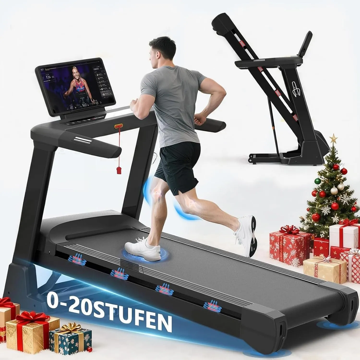 laufband für zuhause klappbar Leiser, mit Steigung, Hohe Kapazität