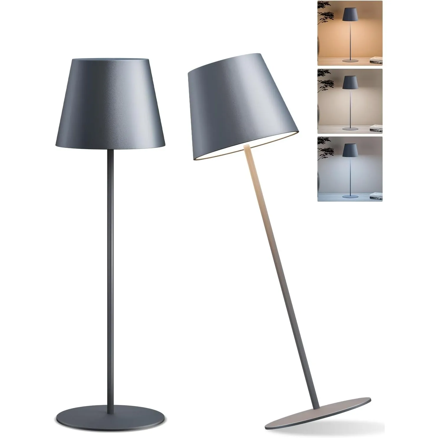 FUYO 2 Stück LED Tischlampe kabellos akku Nachttischlampe - USB-C Aufladbar, Touch Dimmbar 3-Stufig Warmlicht, Wasserdi…