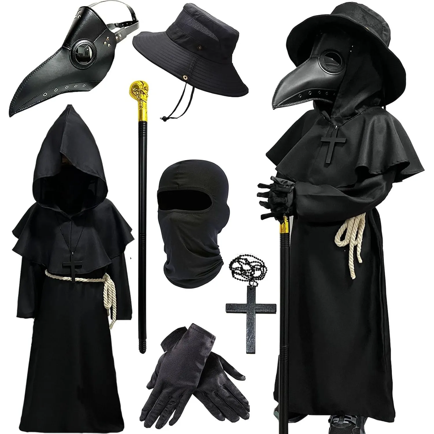 Pestdoktor Kostüm für Kinder, Halloween Kostüme für Jungen Rollenspiel Kostüm Karneval Mittelalter