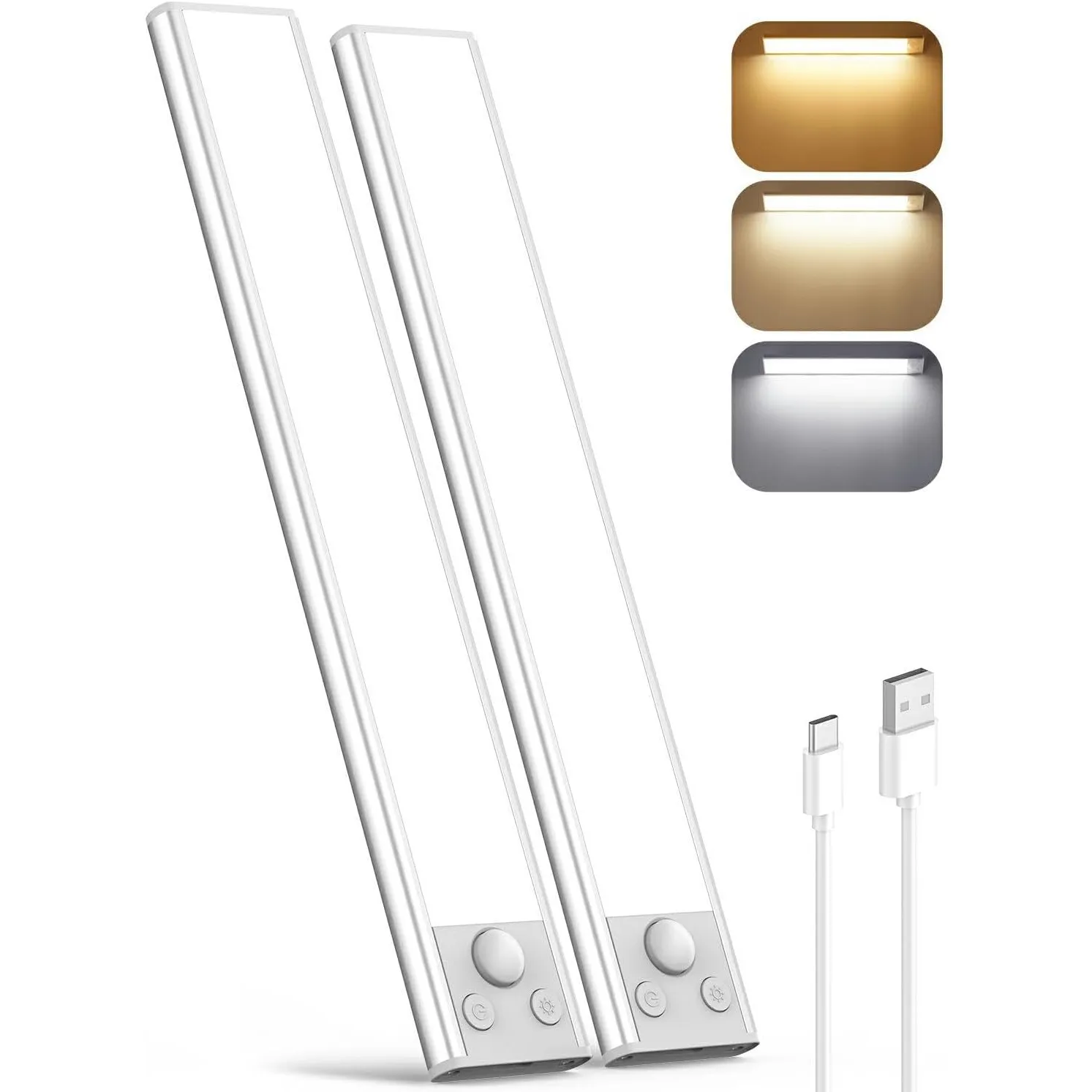 Demkia Schrankbeleuchtung Unterbauleuchte Küche LED mit Bewegungsmelder, 35cm Aufladbar Akku Lampe 3 Farbtemperaturen K…