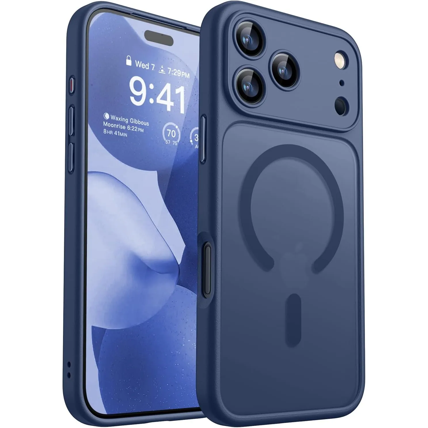 CANSHN für iPhone 17 Pro Hülle mit Kameraschutz, Dunkelblau