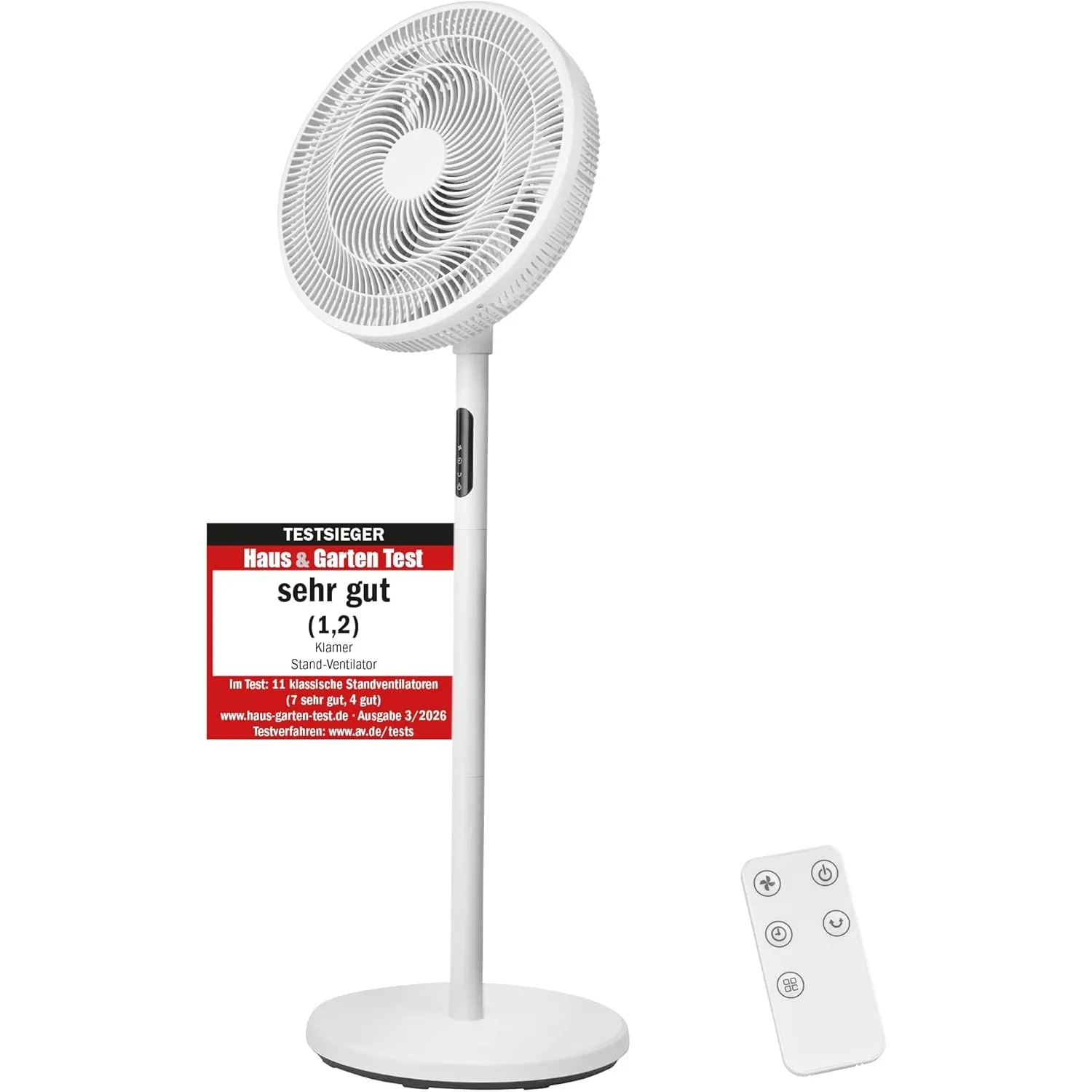 KLAMER Standventilator leise, stromsparender DC Standventilator mit Fernbedienung, 12 Geschwindigkeitsstufen, Schlafmod…