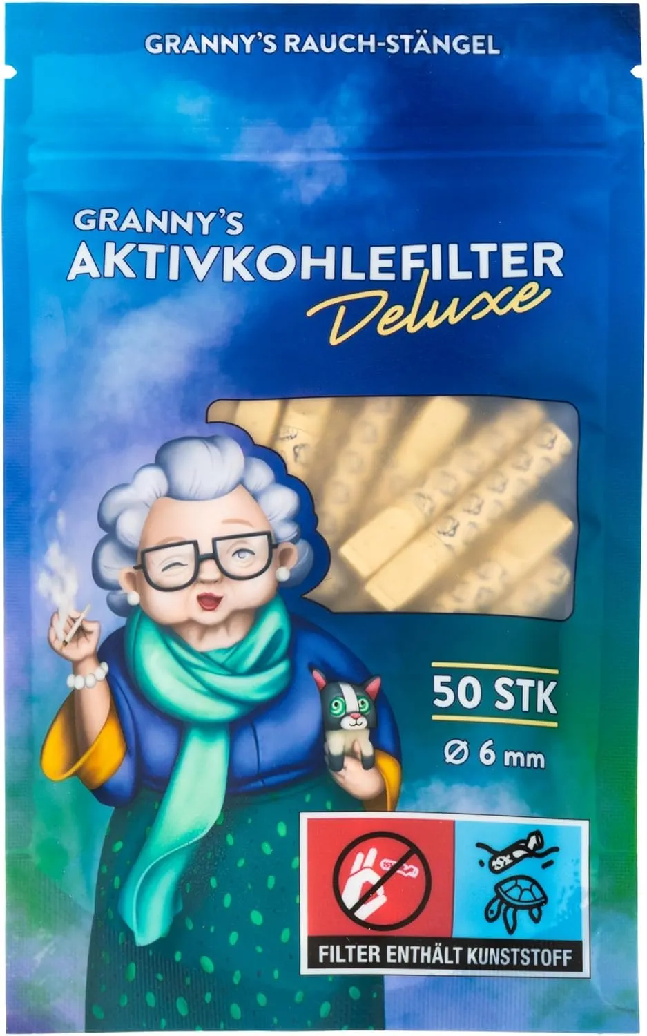 Granny's Deluxe Set: Activated Carbon Filter 50 Pieces | Diameter 6 mm Filter Tips | Hybrid Activated Carbon Filter | C…