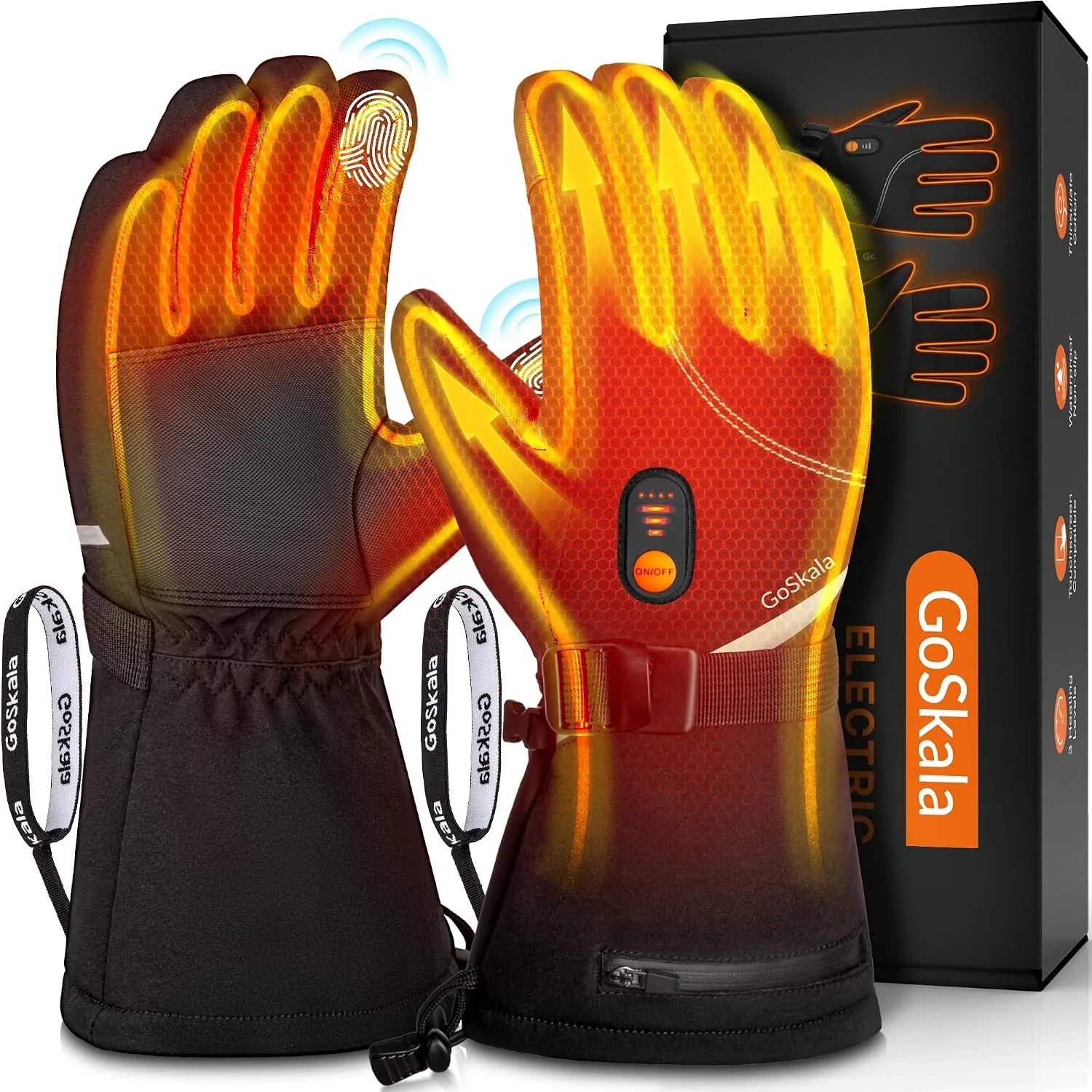 Beheizbare Handschuhe Damen Herren Elektrische Handschuhe Mit Heizung 7.4V 6000mAh Akku, Touchscreen Skihandschuhe Wint…