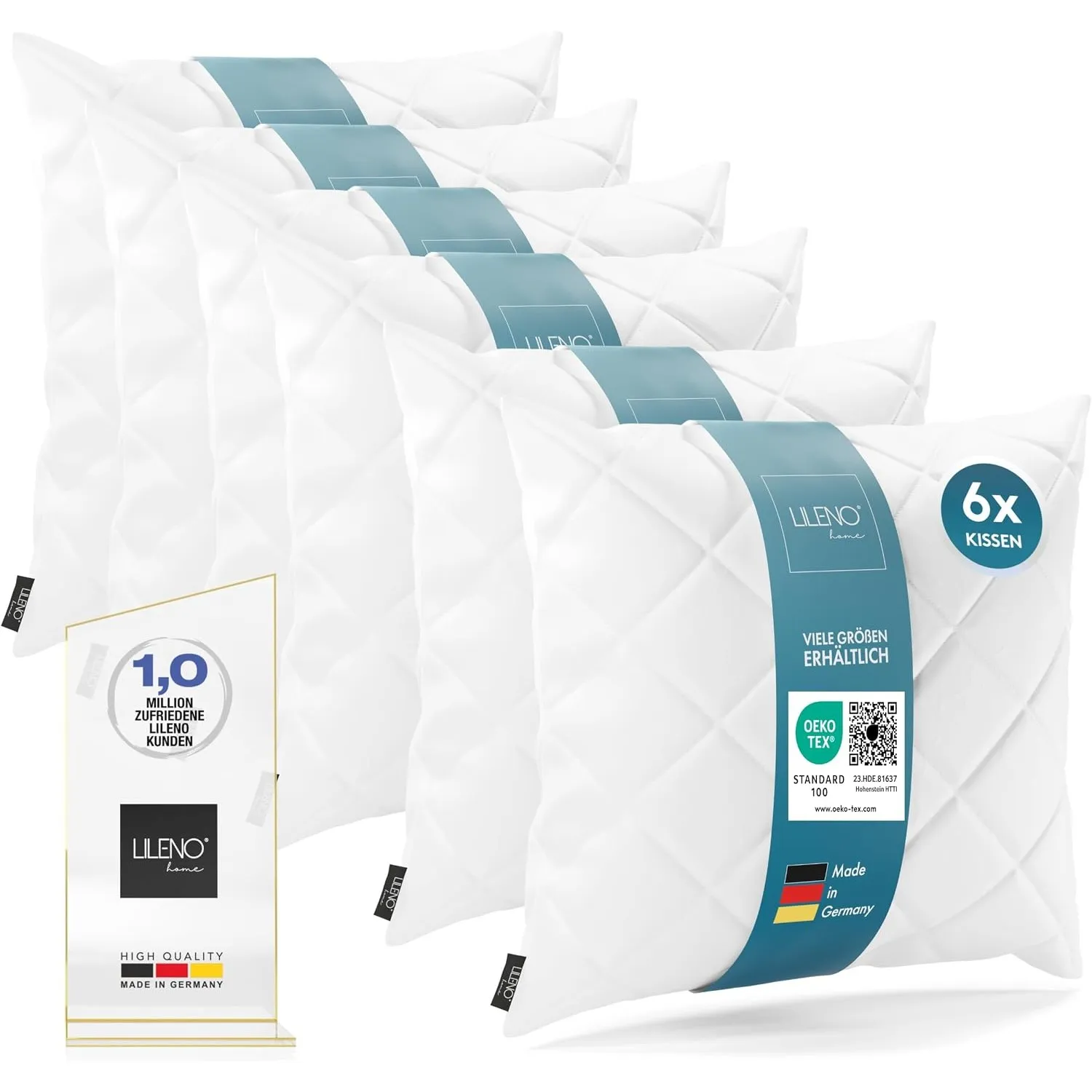 LILENO HOME 6er Set Kissenfüllung 60 x 60 cm - 95°C waschbares Innenkissen