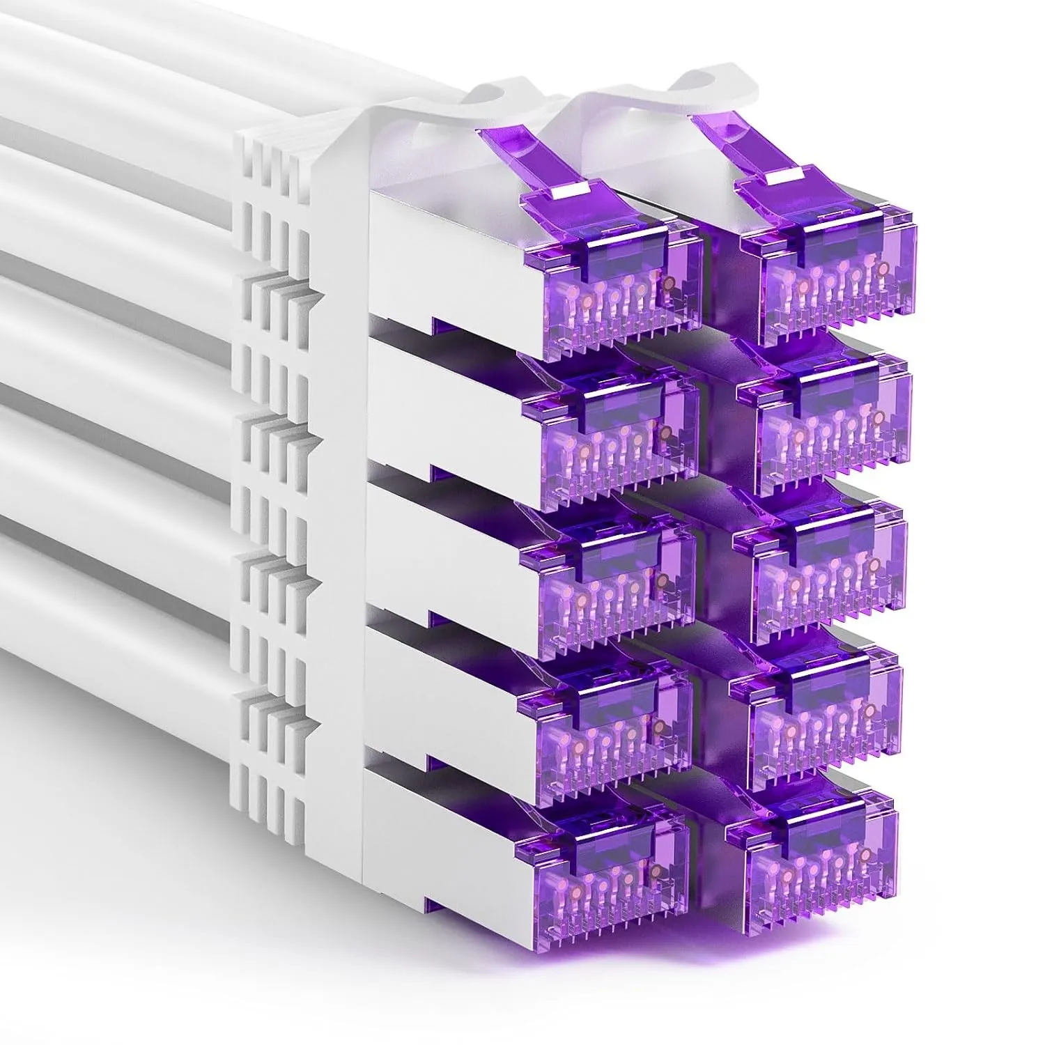 FGB 10 Gbps Patchkabel 0,5m x10, RJ45 Netzwerkkabel CAT 7- Weiß