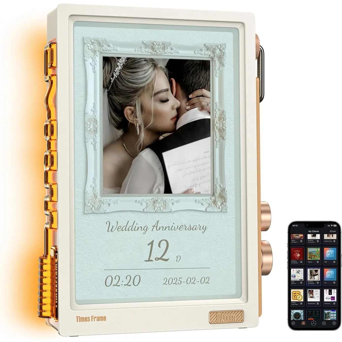 Divoom Times Frame – transparenter digitaler Bilderrahmen (10,1-Zoll) mit WLAN und 64 GB, IPS-Display mit Schweb-Effekt…