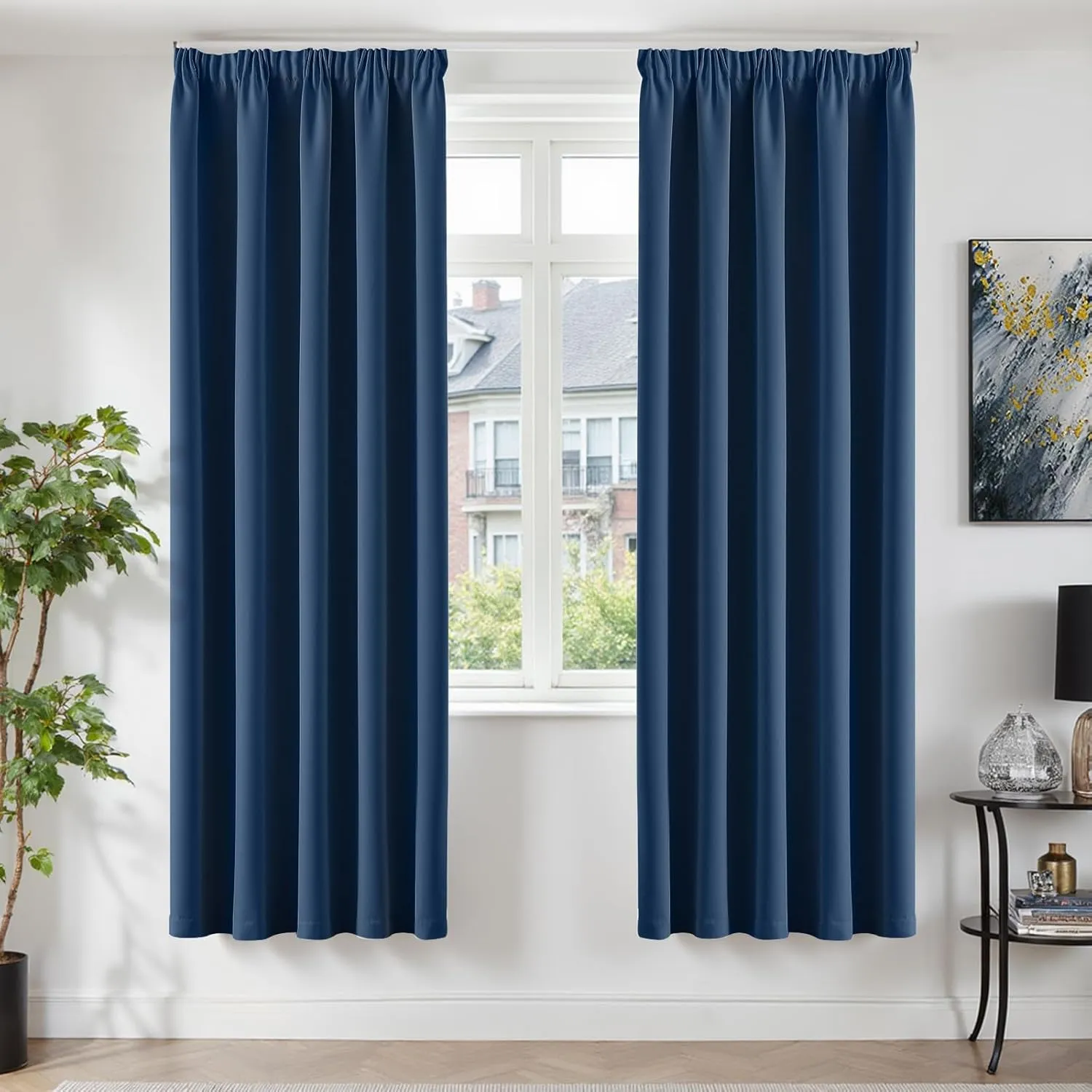 TOPICK Opaque Curtains for Rail System, Blackout Curtains, 220 x 140 cm, Set of 2 Curtains with Ruffle Tape, Living Roo…