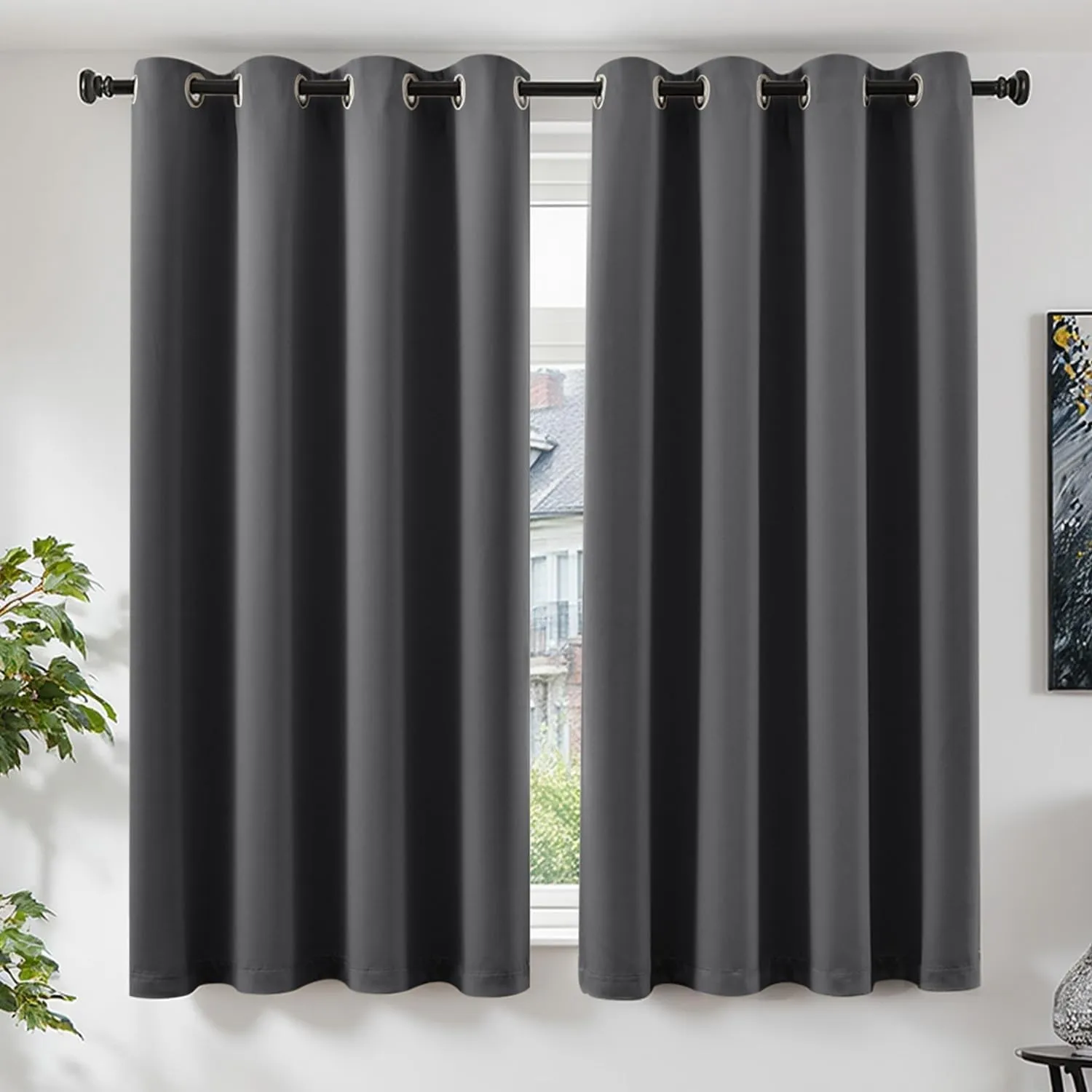 TOPICK Gardinen mit Ösen Wohnzimmer Vorhänge Blickdicht Blackout Curtains 175x140 cm 2er Set Verdunklungsvorhänge Fenst…