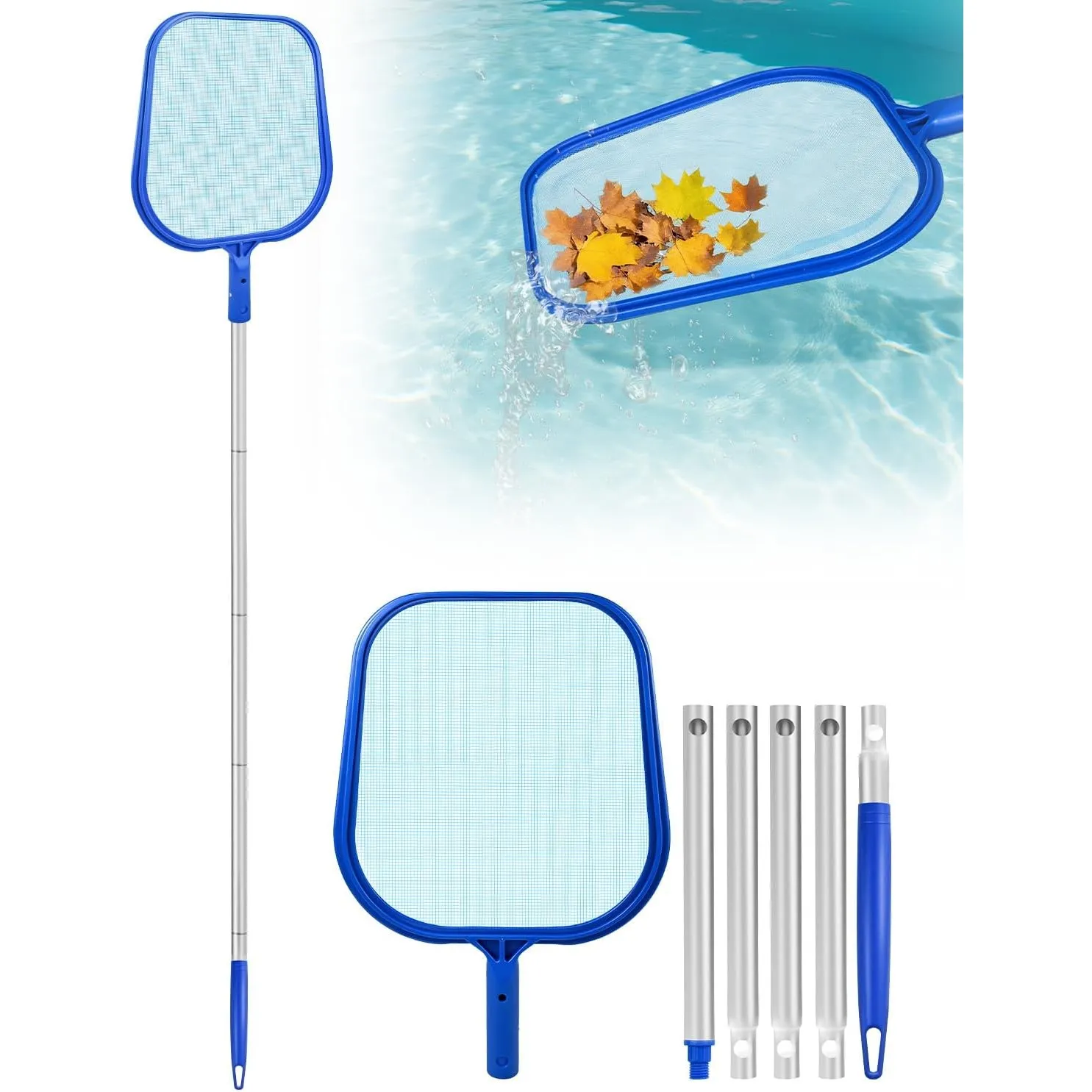 MRUN BONE Pool Kescher Feinmaschig 150cm Poolkescher Fein Netz für Pool, Schwimmbad, Teich, Aufstellpool, Planschbecken…