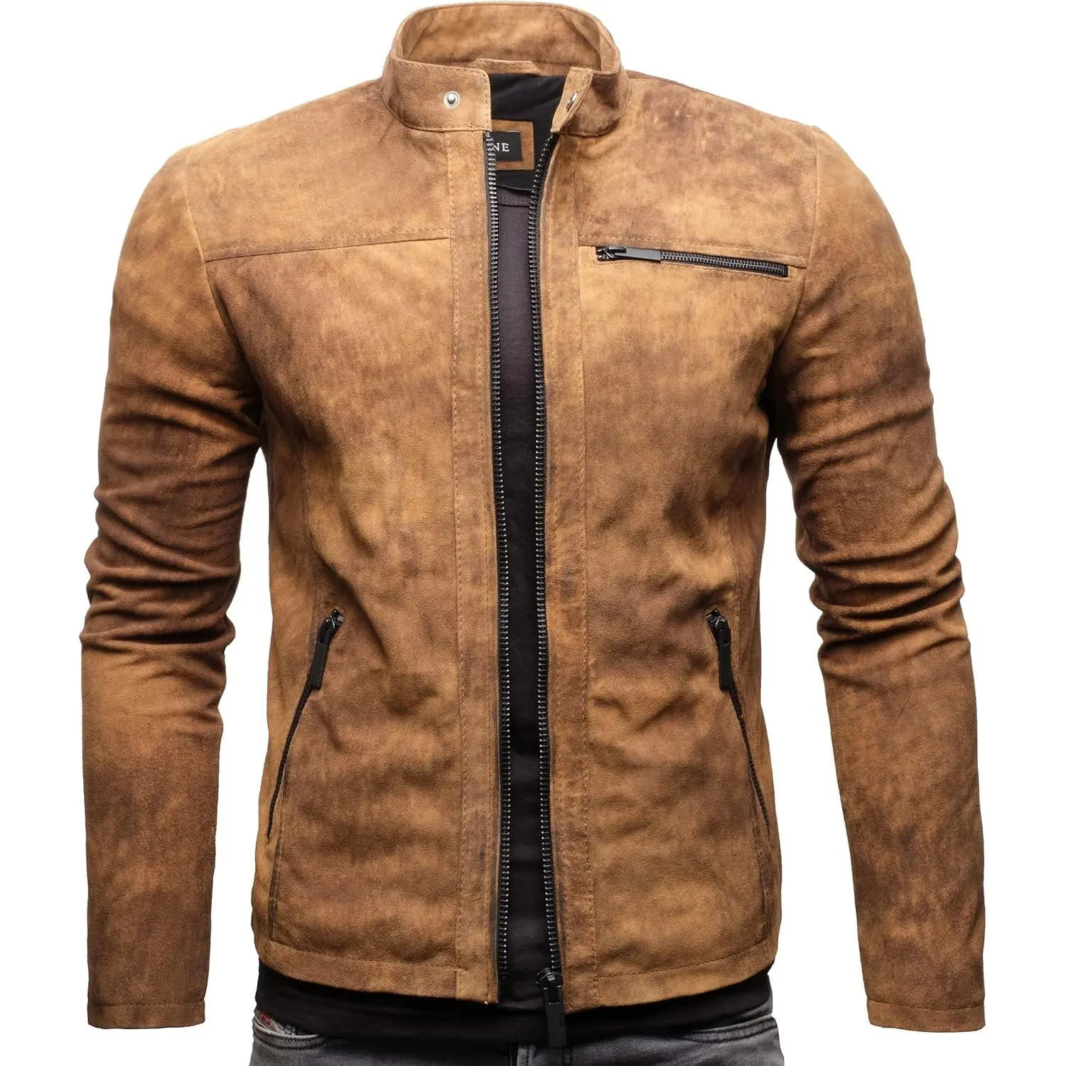 Crone Epic Herren Lederjacke Cleane Basic Leder Jacke in vielen Varianten und Farben