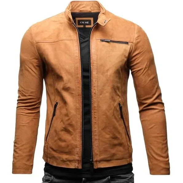 Crone Epic Herren Lederjacke Cleane Basic Leder Jacke in vielen Varianten und Farben