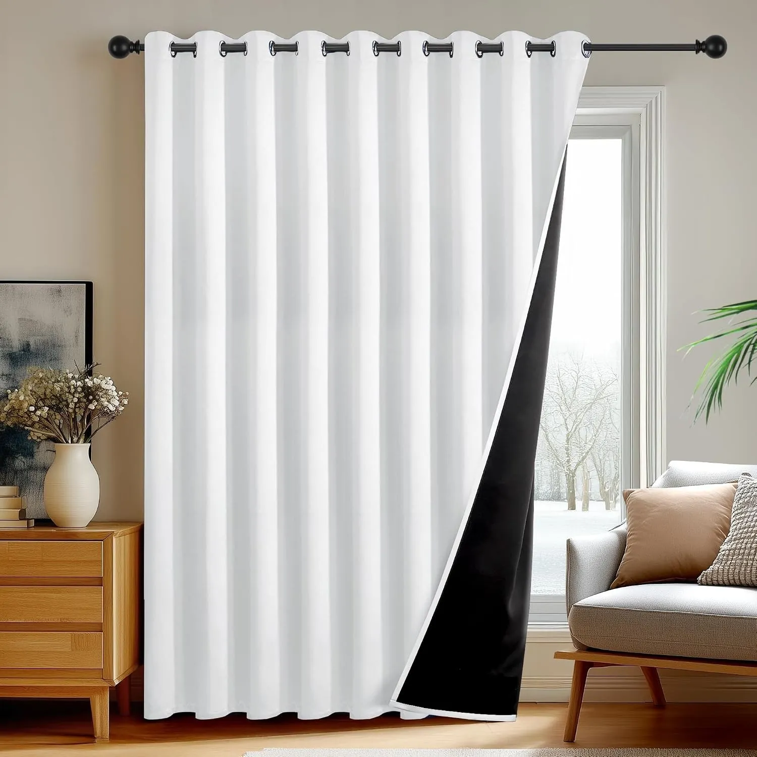 Deconovo 100% Abdunklungsvorhänge Blickdicht Thermo Hitzeschutz Silber Grau