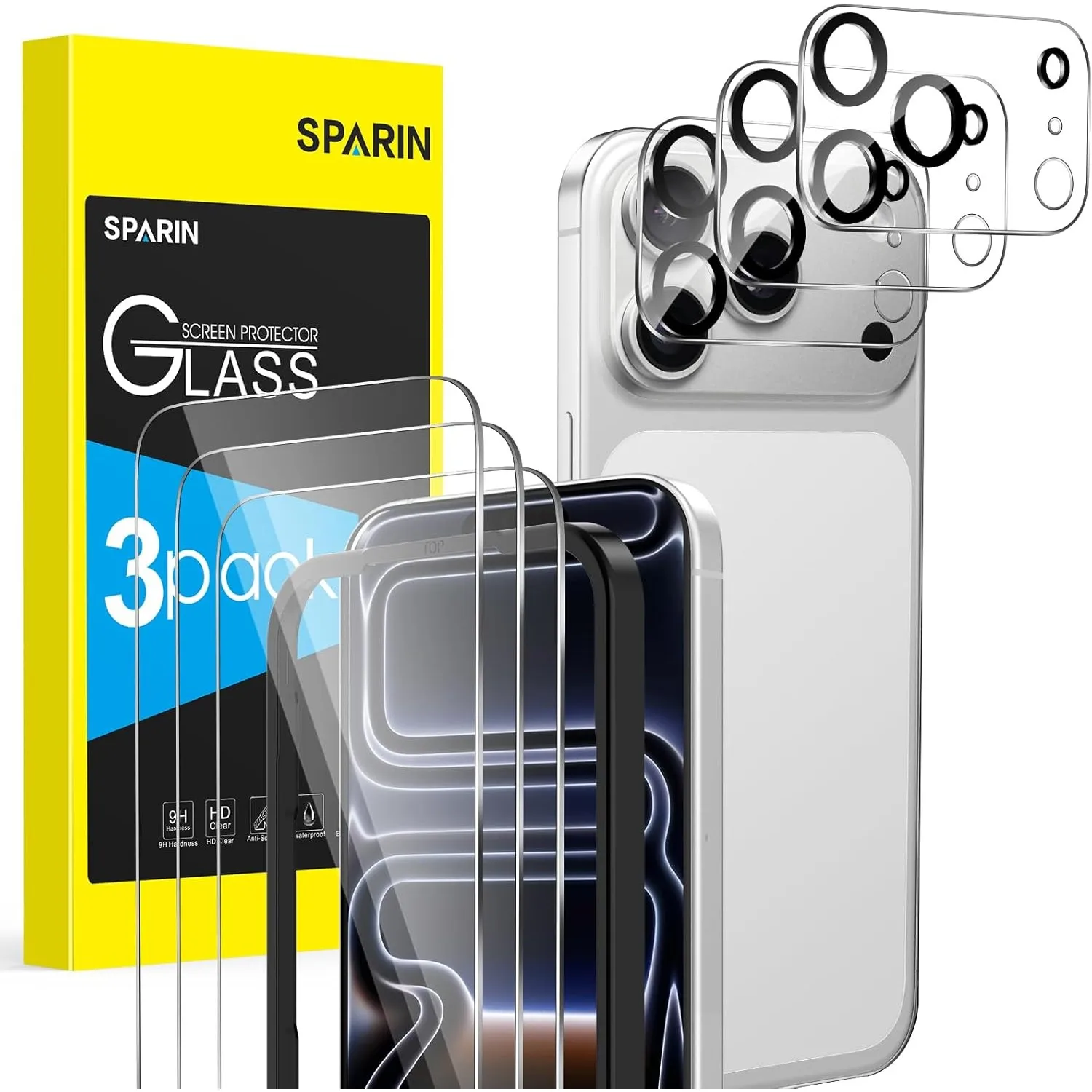 SPARIN für iPhone 17 Pro Panzer Schutz Glas, 3 folie und 3 Kameraschutz
