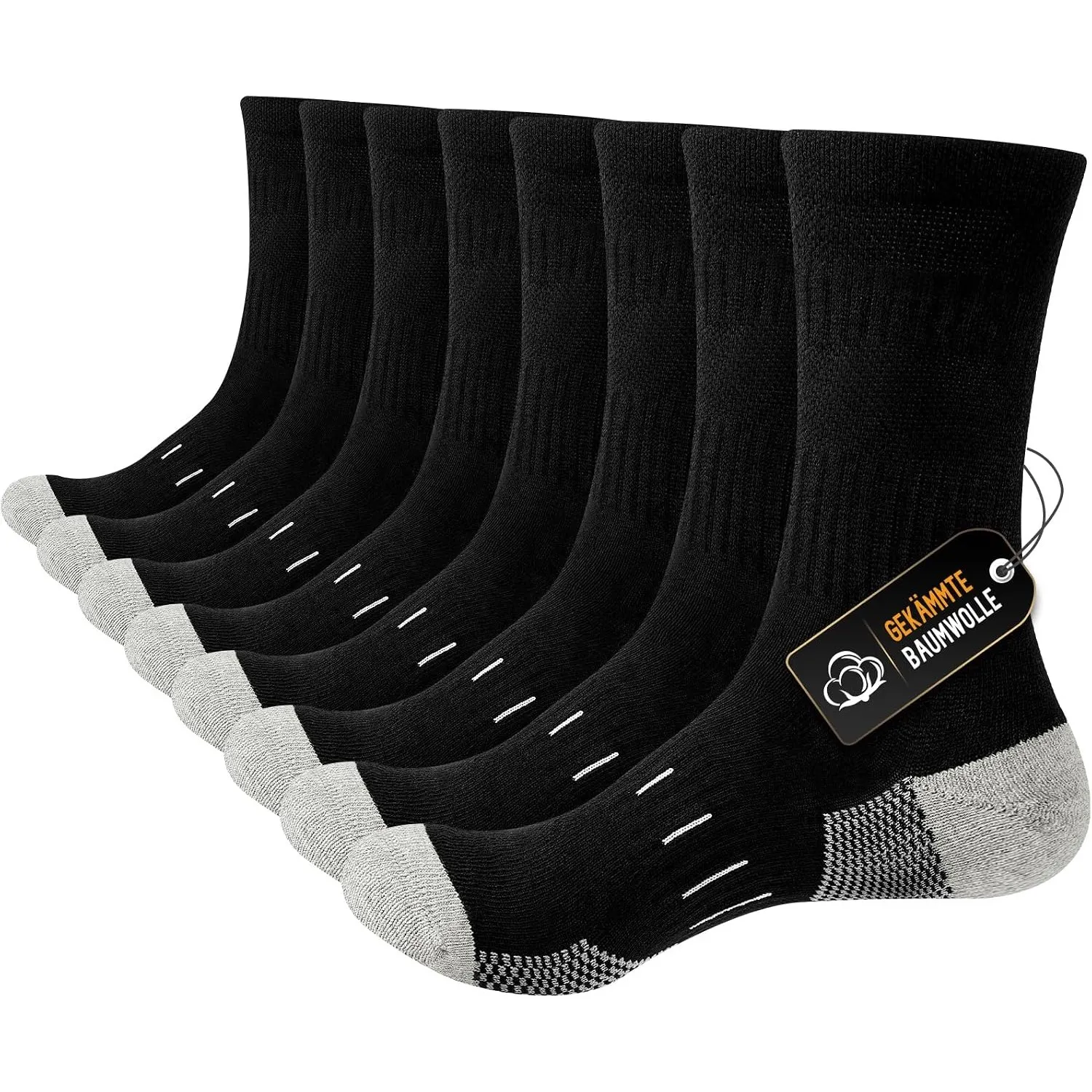 Niorasen Socken Herren, Baumwolle Herrensocken mit verstärkter Ferse und Zehe, Sportsocken mit Nahtlose Zehen, Crew Wan…