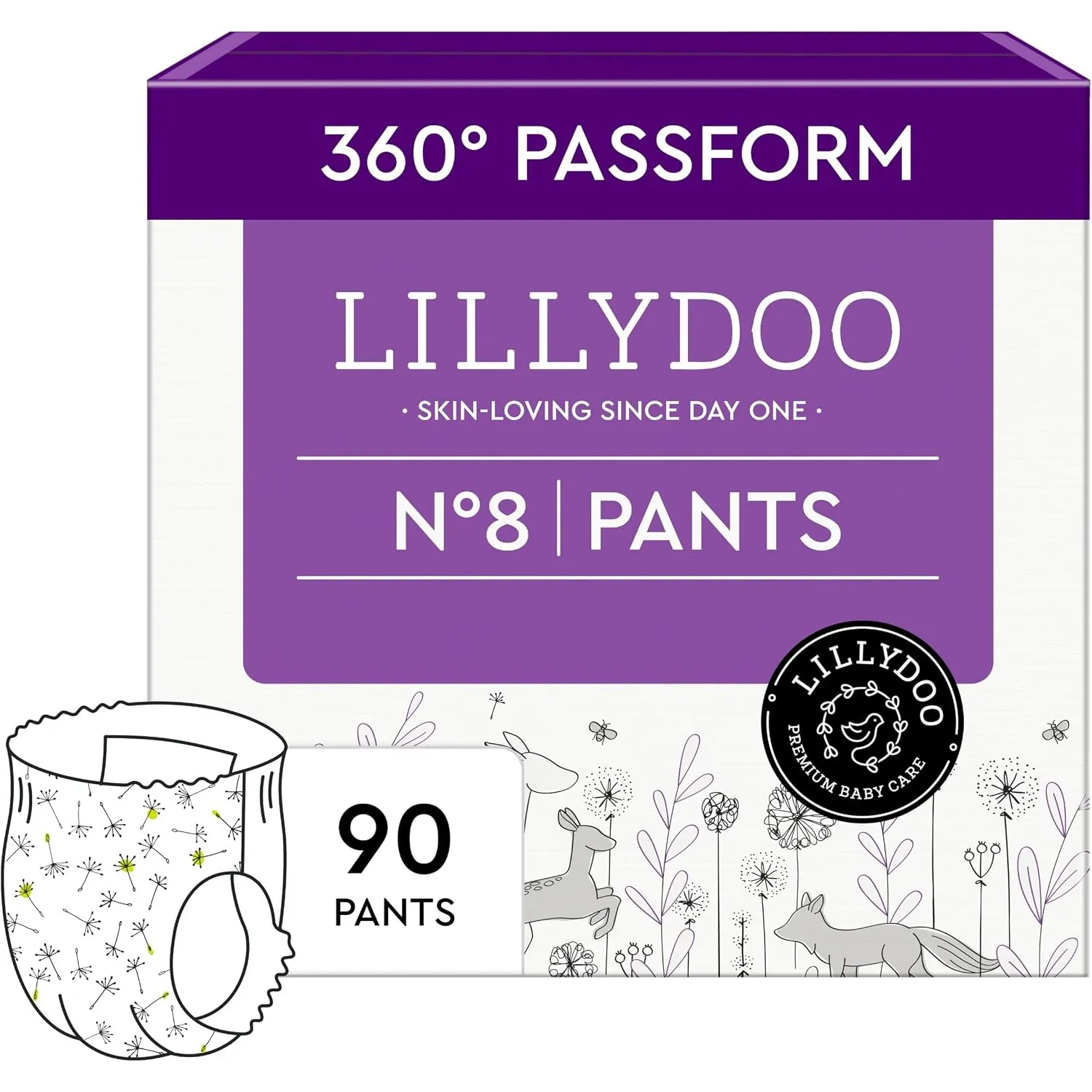 LILLYDOO Baby Windeln Pants Größe 8 (17+ kg), Monatsbox (90 Stück)