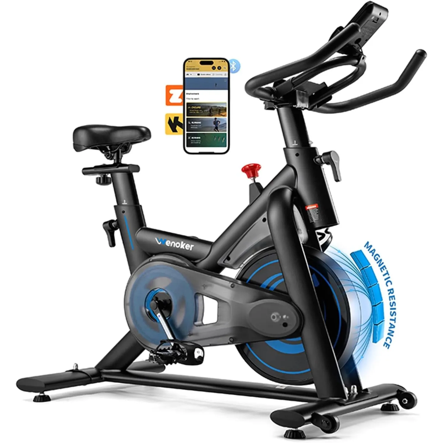 Wenoker Heimtrainer Fahrrad mit App,Leises Ergometer Hometrainer Fahrrad mit Magnetwiderstand,Spinning Bike Indoor Fitn…