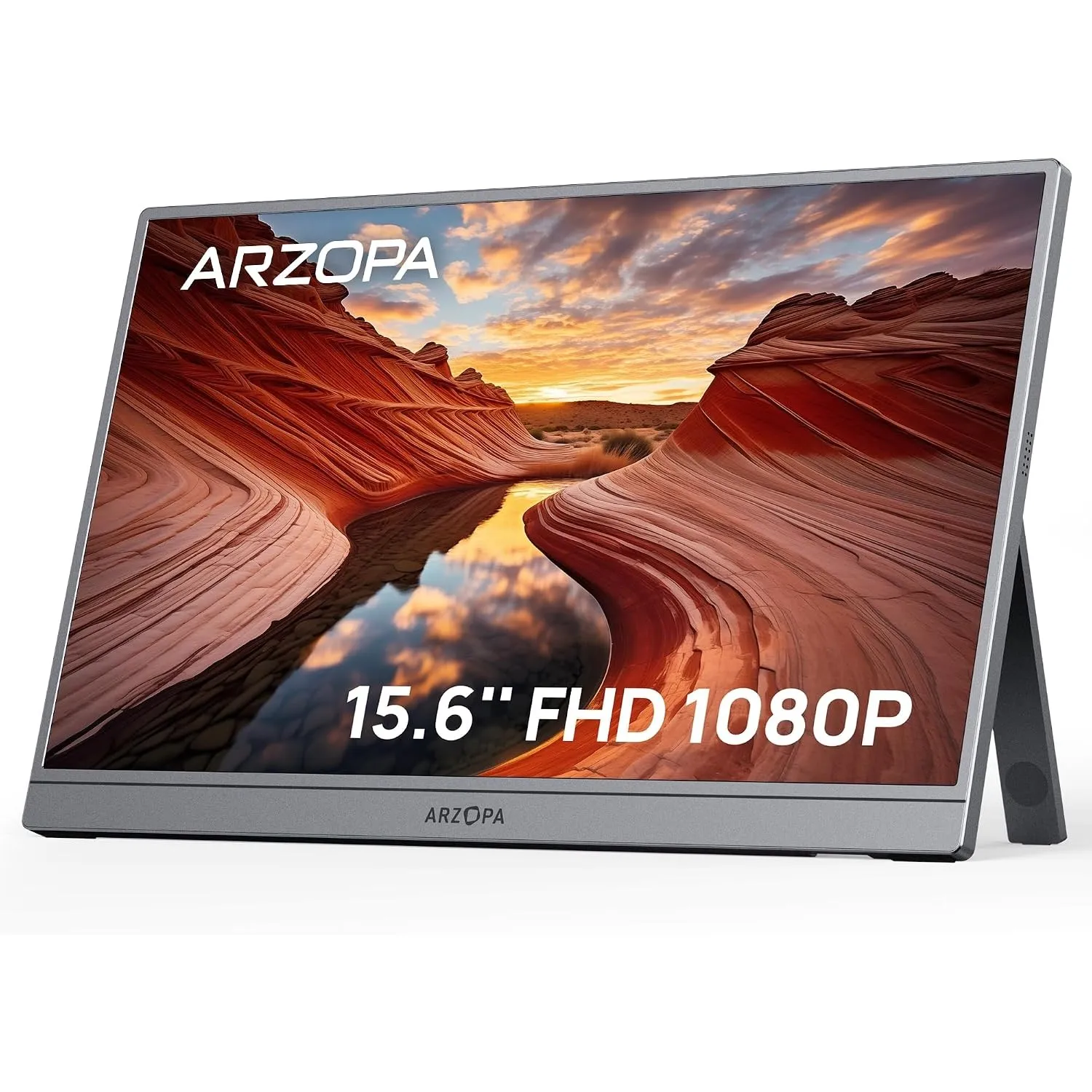 ARZOPA Portable Monitor 15,6 Zoll FHD 1080P, Tragbarer Monitor Space Grau Ultra-Slim mit Kickstand, IPS Display für Lap…
