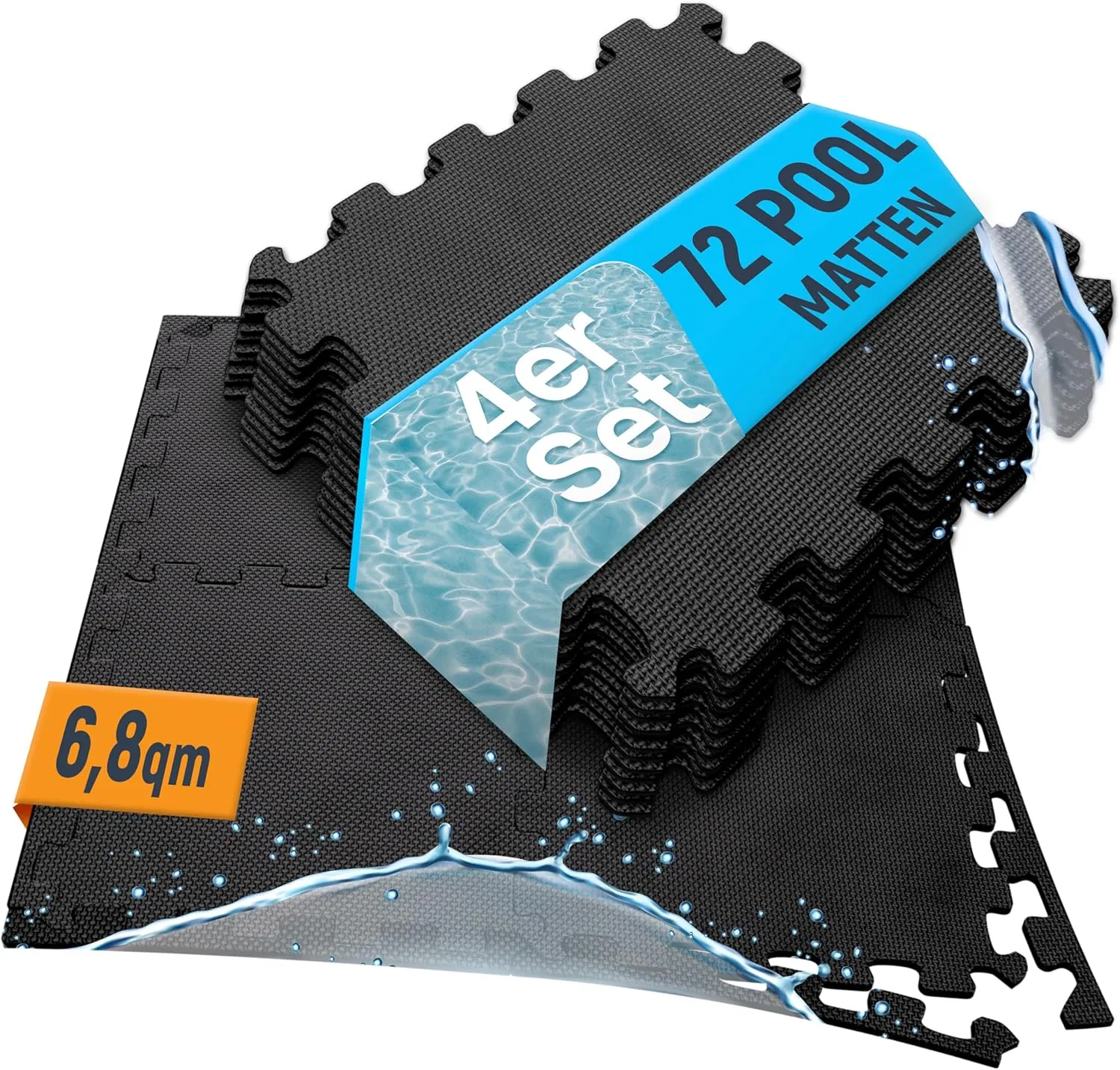 NEOLYMP 72 Stück Pool Unterlage Outdoor zuschneidbar - Whirlpool Unterlegmatte rutschfest und langlebig - Poolmatten Sc…