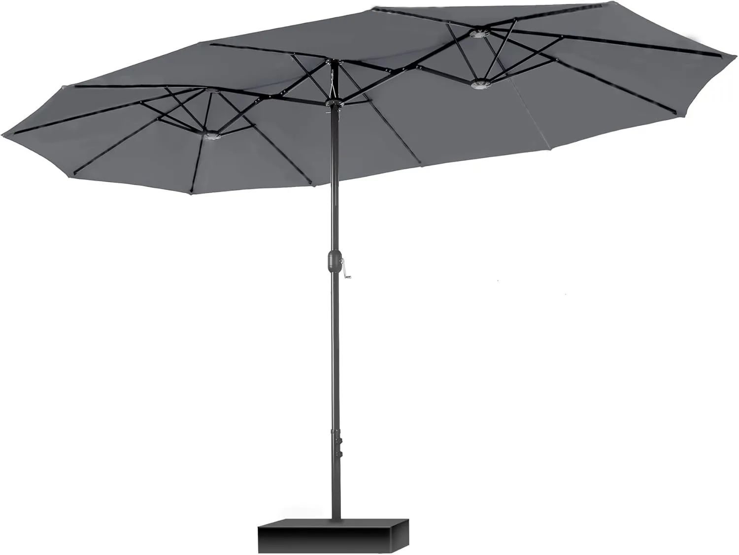 PHI VILLA Sonnenschirm Rechteckig mit Ständer Groß 270x450cm für Garten Terrasse Gartenschirm mit Kurbel UV Schutz Para…