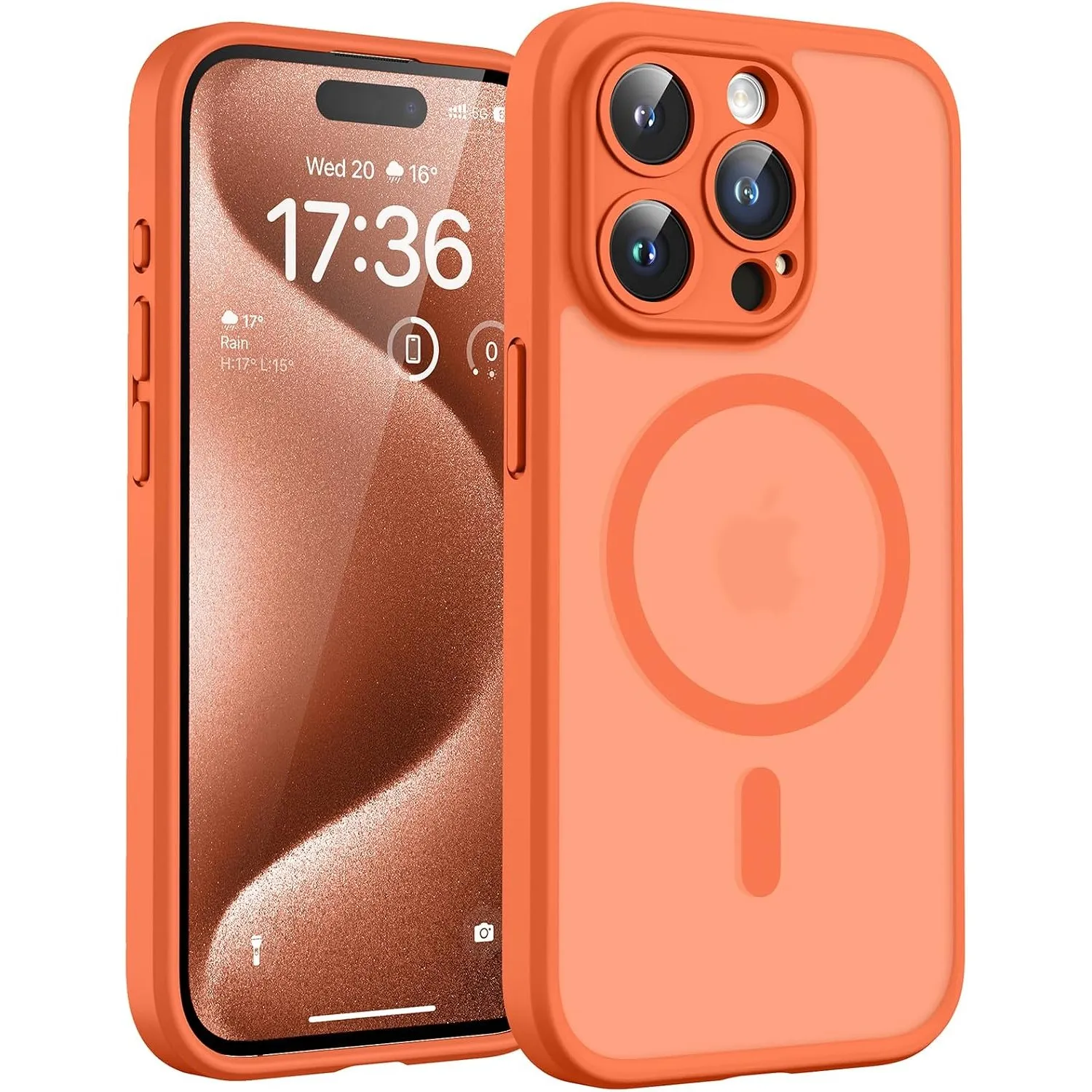 TOCOL für iPhone 15 Pro Hülle, Kompatibel mit MagSafe, Orange