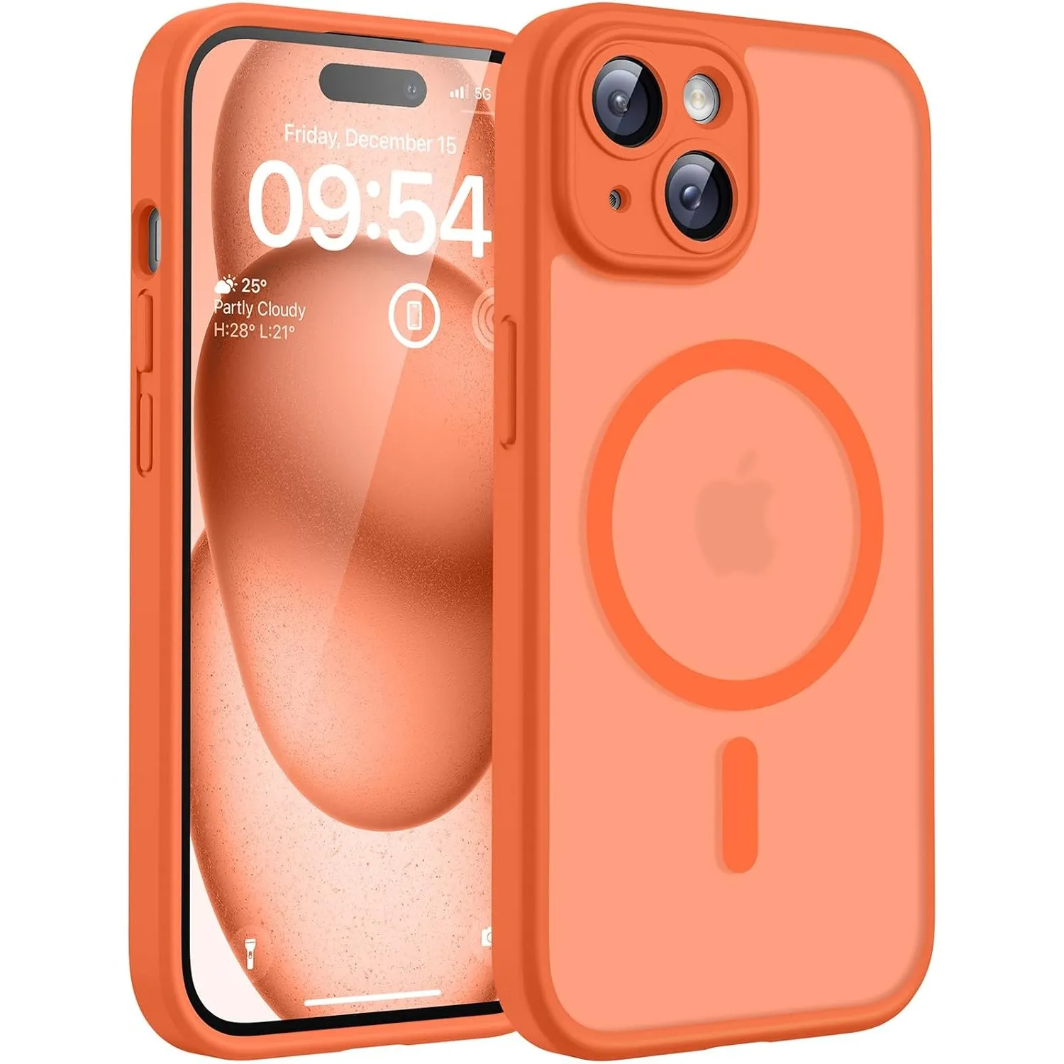 TOCOL für iPhone 15 Hülle, Kompatibel mit MagSafe, Orange