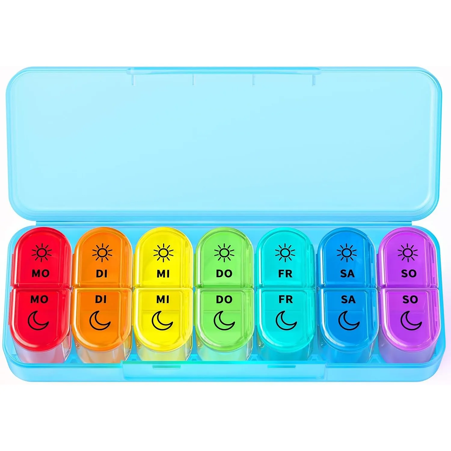 Doruimi Tablettenbox 7 Tage Morgens Abends, BPA Frei Pillendose, Blau