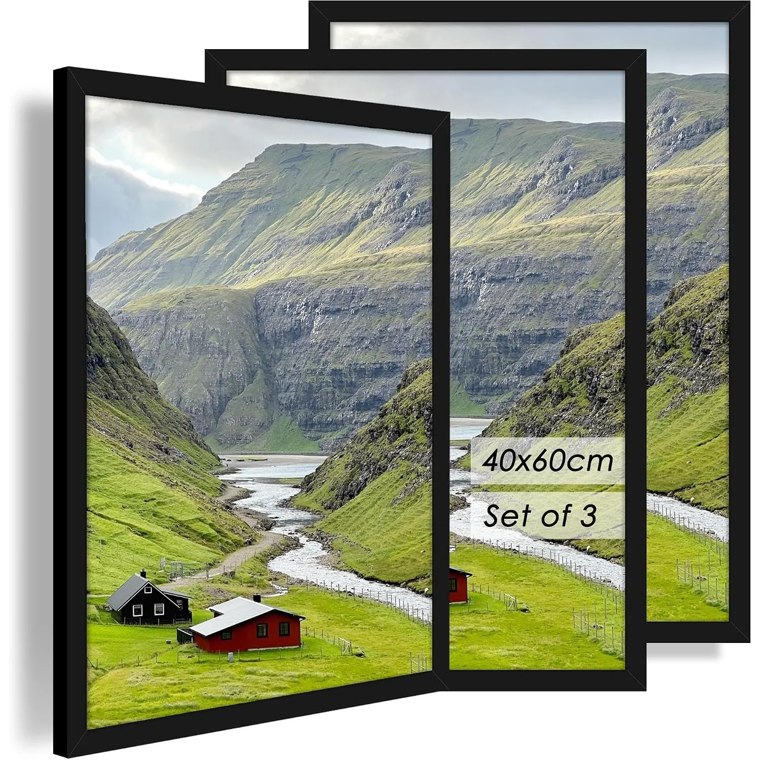 Bilderrahmen 40x60 Schwarz, Rahmen 40x60 3er set