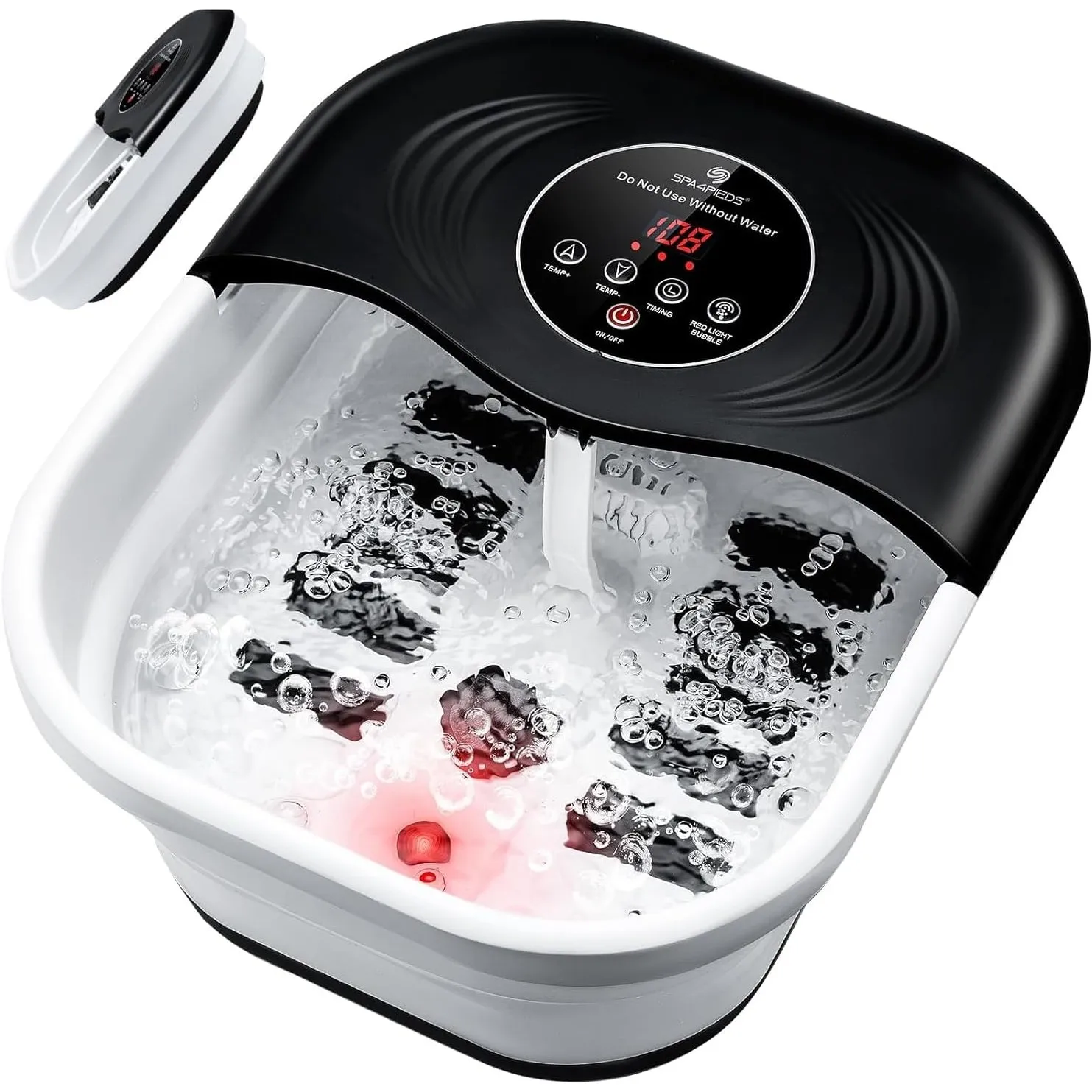 Fußbad Massagegerät mit Heizung, Fussmassagegerät Wasser mit Präziser LCD-Temperaturregelung, Timer, Blasen und Bimsste…