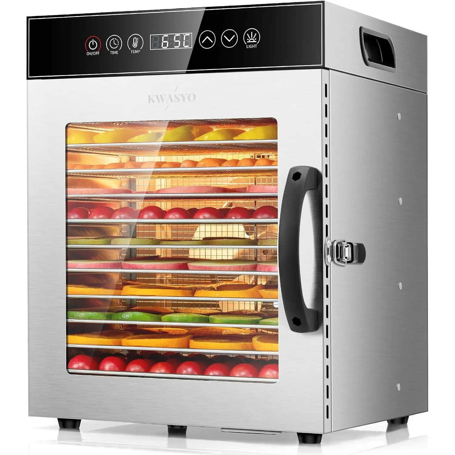 Kwasyo Dörrautomat Edelstahl 750W mit 12 Etagen, Profi Dörrgerät & Dörrautomaten Lebensmitteltrockner, Digitaler Timer,…