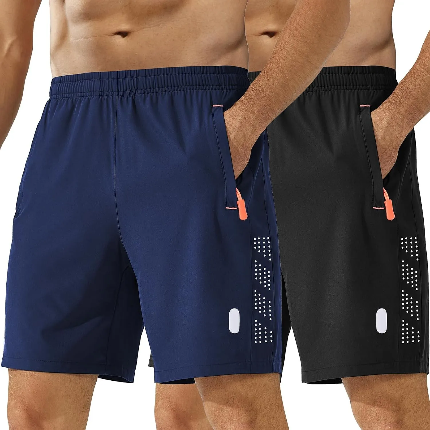 Zoofly 2 Pack Pantalones Cortos Deportivos Hombres Gym De Verano Con Bolsillos Con Cremallera Elásticos Fútbol Fitness …