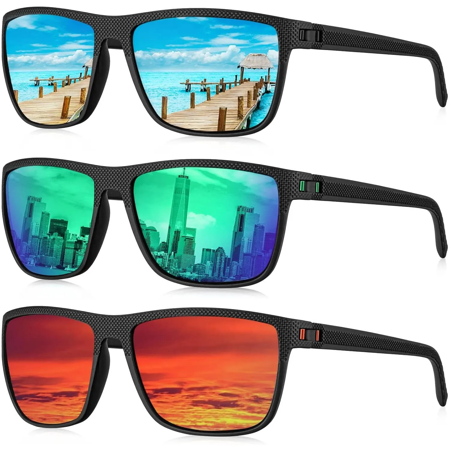 HENGOSEN Sonnenbrille Herren Polarisiert Sunglasses-Men: Sport Sonnenbrille Verspiegelt UV400 Schutz Fahren Angeln 3 PA…