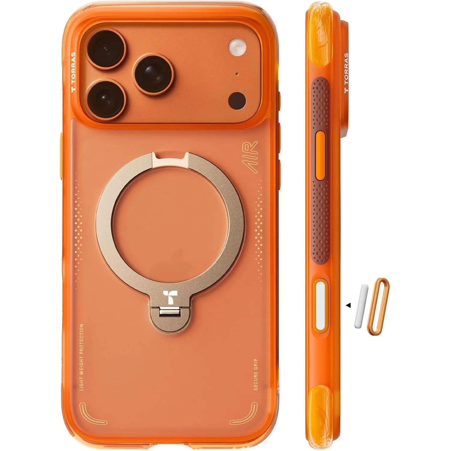 TORRAS Ostand Q3 Air für iPhone 17 Pro Hülle mit echtem Airbags Doppelter Schutz (360° Magnetischer Robust Ständer) Mat…