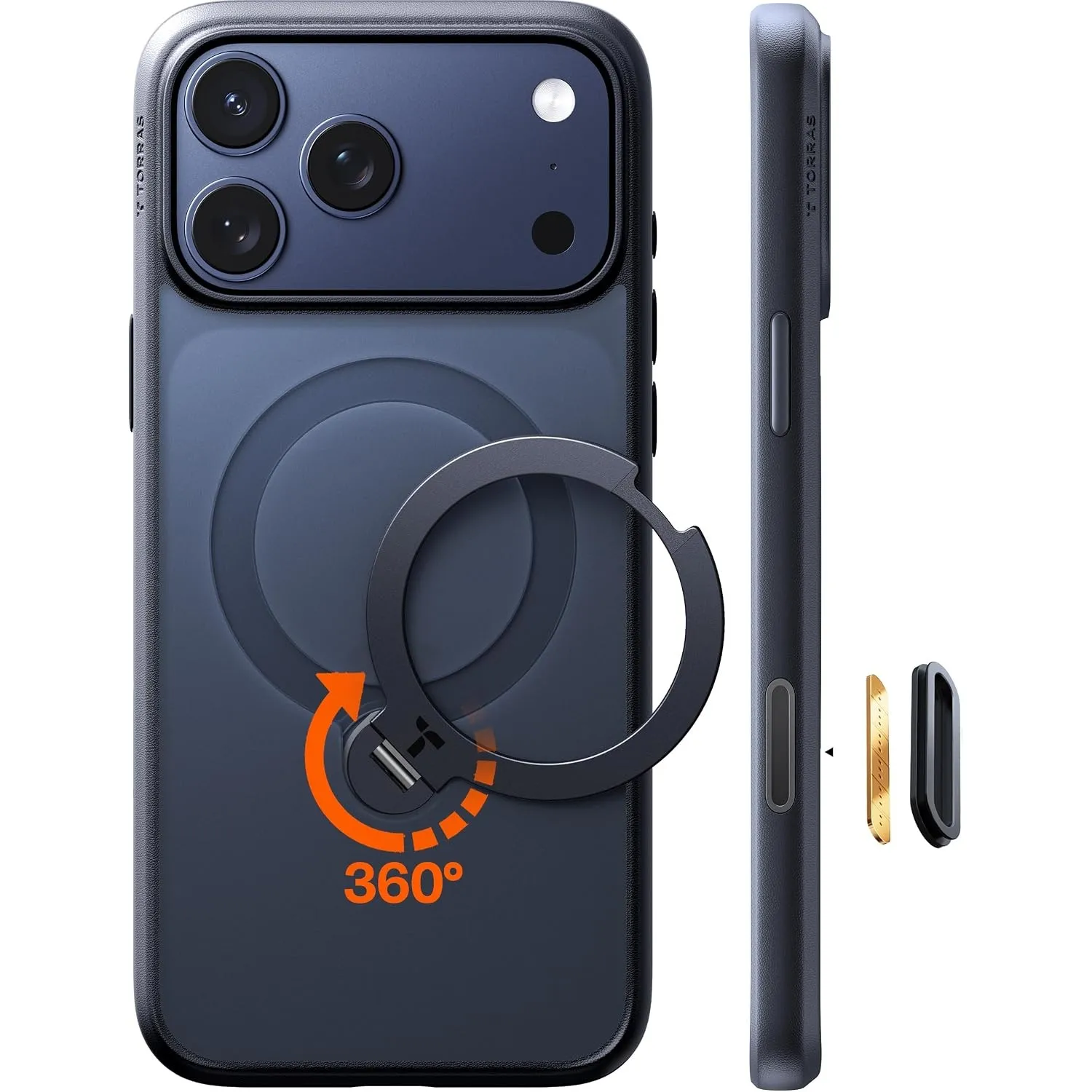 TORRAS Q3 Spin für iPhone 17 Pro Hülle 360° für MagSafe Ständer, Schwarz