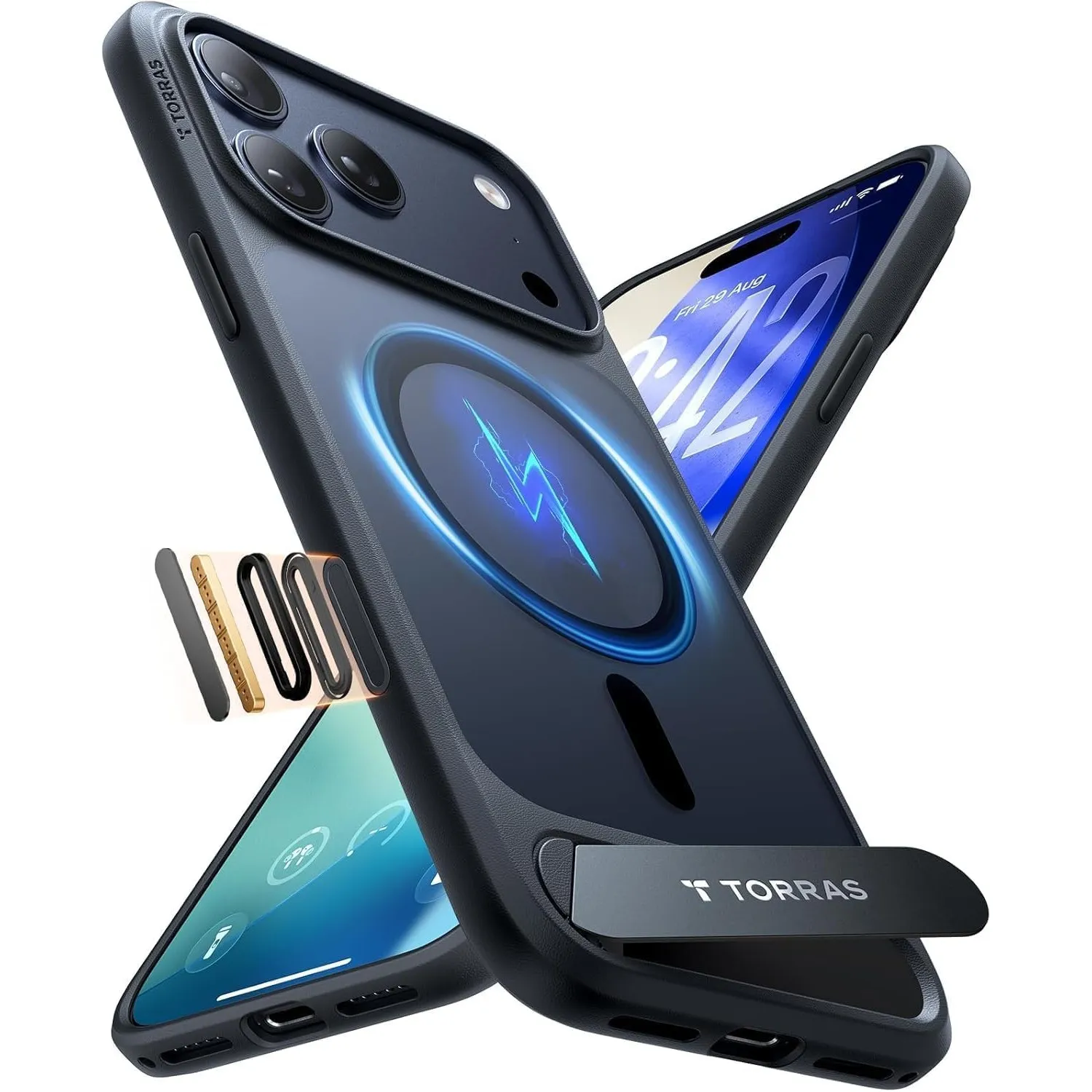 TORRAS Ostand L1 für iPhone 17 Pro Hülle mit MagSafe Case, Schwarz