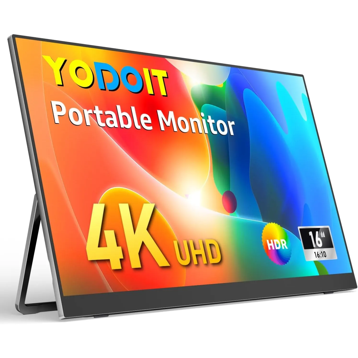 Yodoit Portable Monitor 16" 4K-UHD-Tragbarer Bildschirm mit Ständer, IPS-Bildschirm mit Typ C, Mini-HDMI, integrierten …