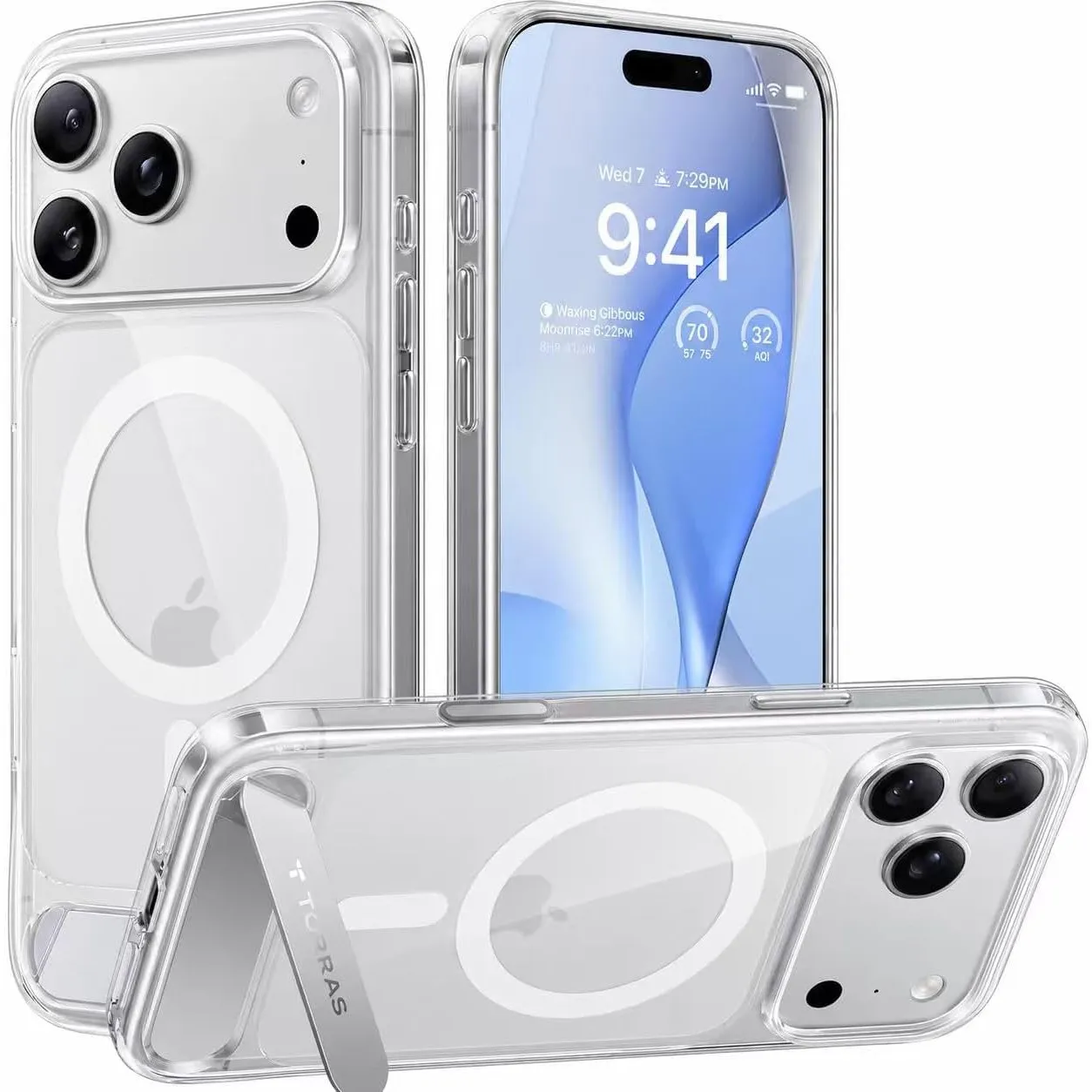 TORRAS Ostand L1 für iPhone 17 Pro Max Hülle für MagSafe, Transparent