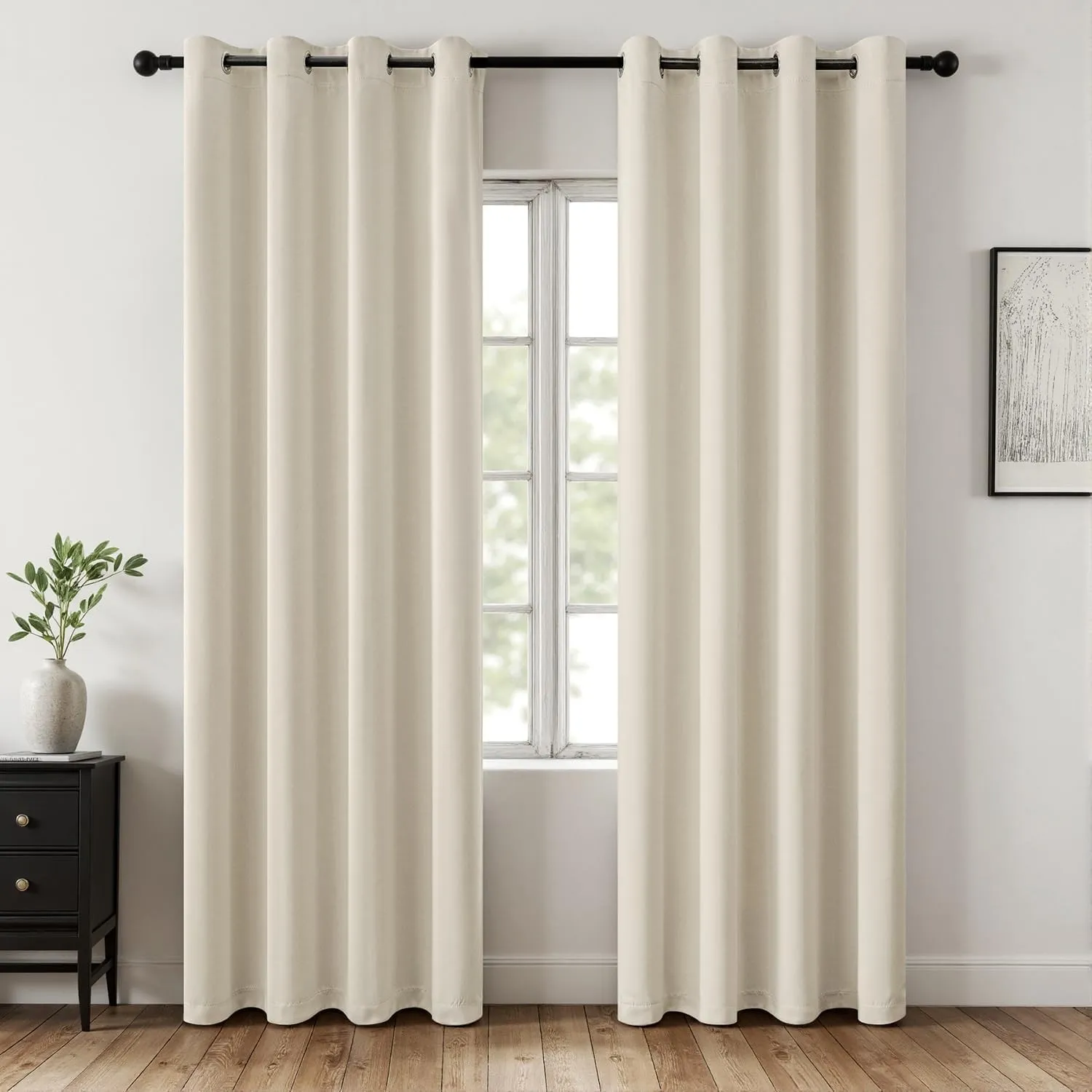 MIULEE Verdunklungsvorhänge Thermo Blickdicht Ösen 2er Set 140x260cm Beige