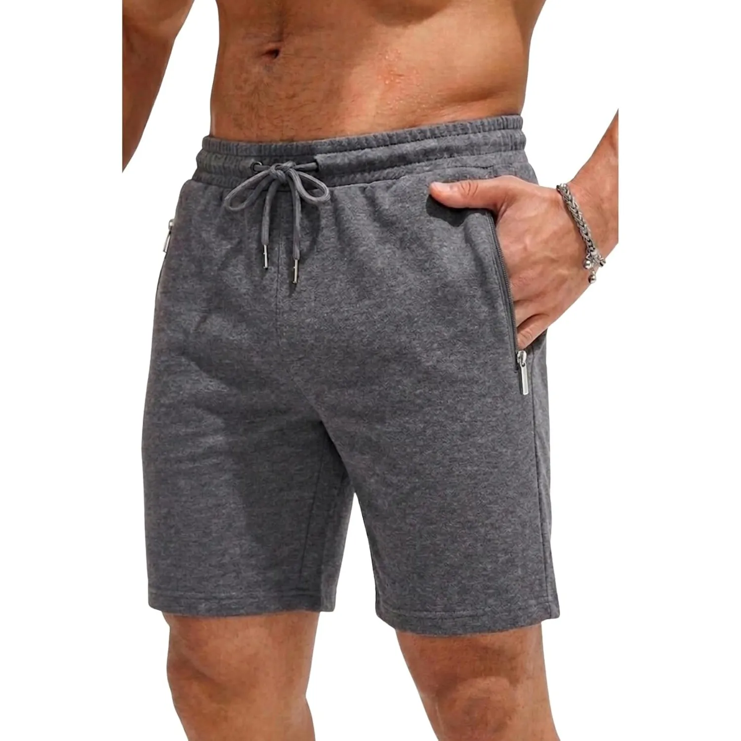 COMEOR Shorts Herren mit Reißverschluss - Baumwolle Kurze Hosen, Sporthose Kurz Männer Bermuda Jogginghose, Laufshorts …