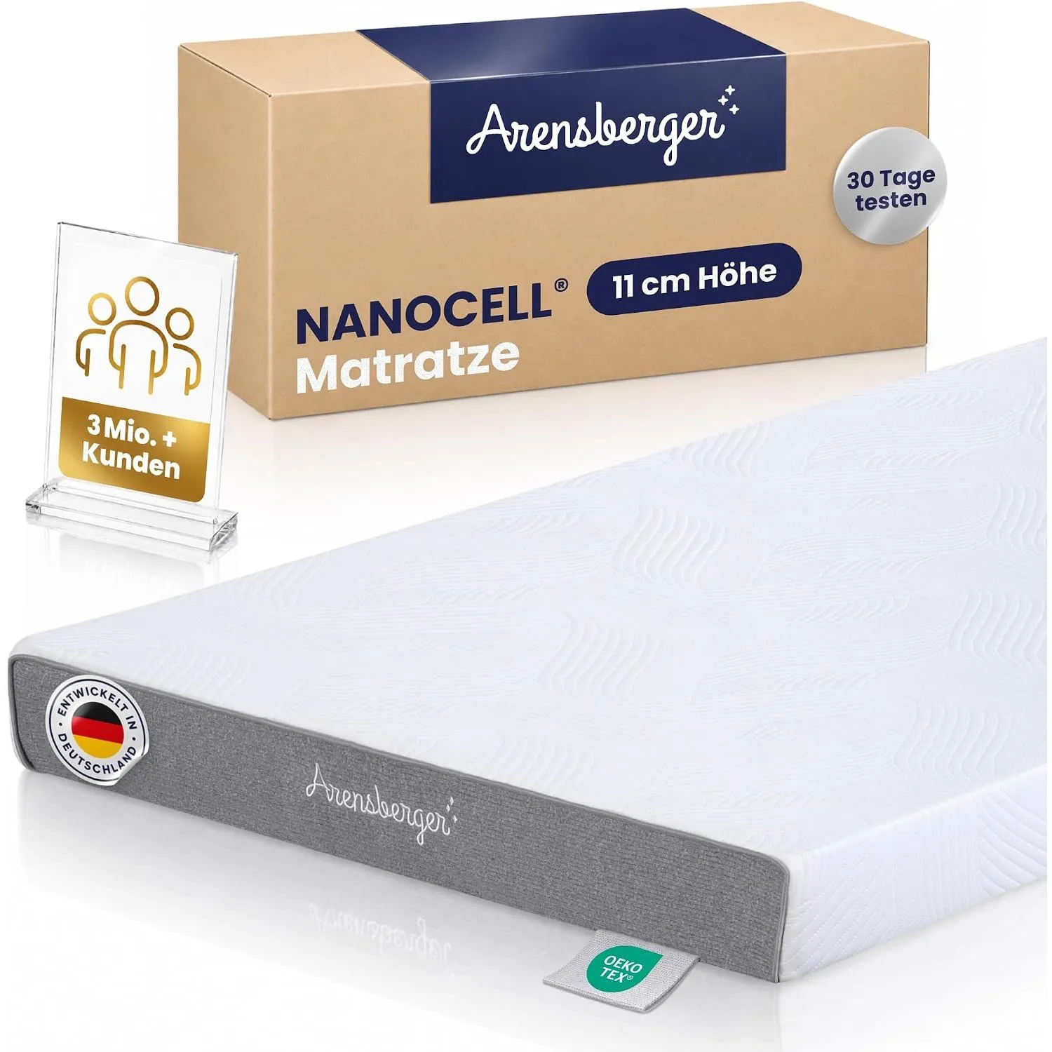 Arensberger LINA Gelschaummatratze 90x200cm H3 11cm Nanocell Gel-Schaum