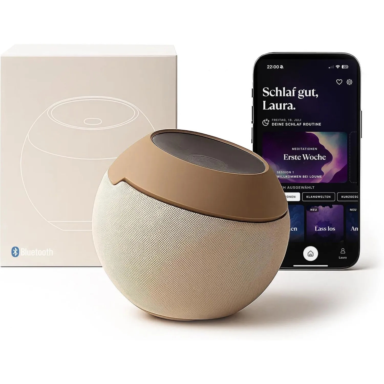 Loume® Einschlafhilfe mit rotem Einschlaflicht | Atemtechnik & geführte Meditation | Naturklänge und White Noise | App-…