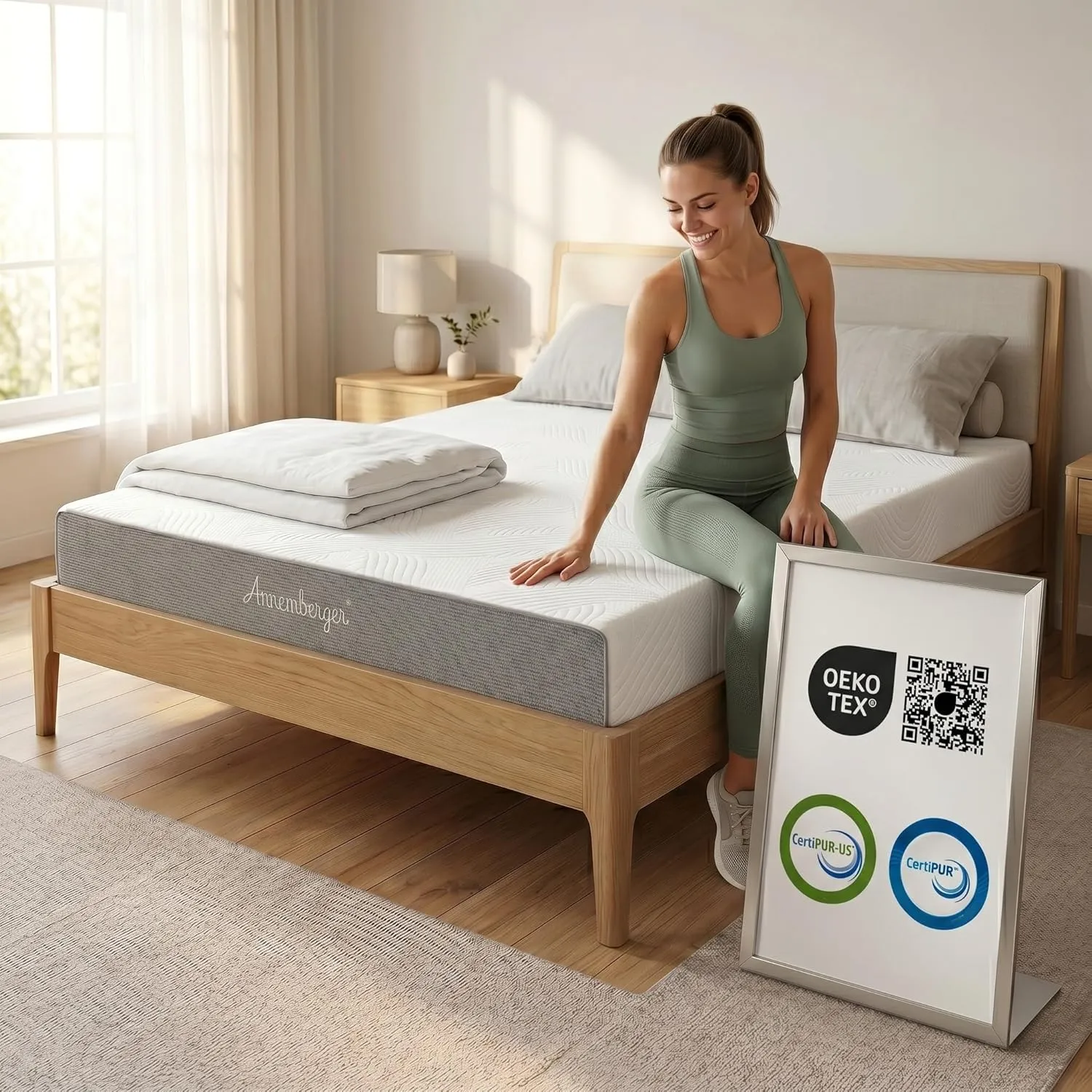 Arensberger Matratze LINA 140x200cm Höhe 11cm | NANOCELL® Gel-Schaum | Mittelfest H3 | Premium-Bezug 240g/m² | 60°C was…