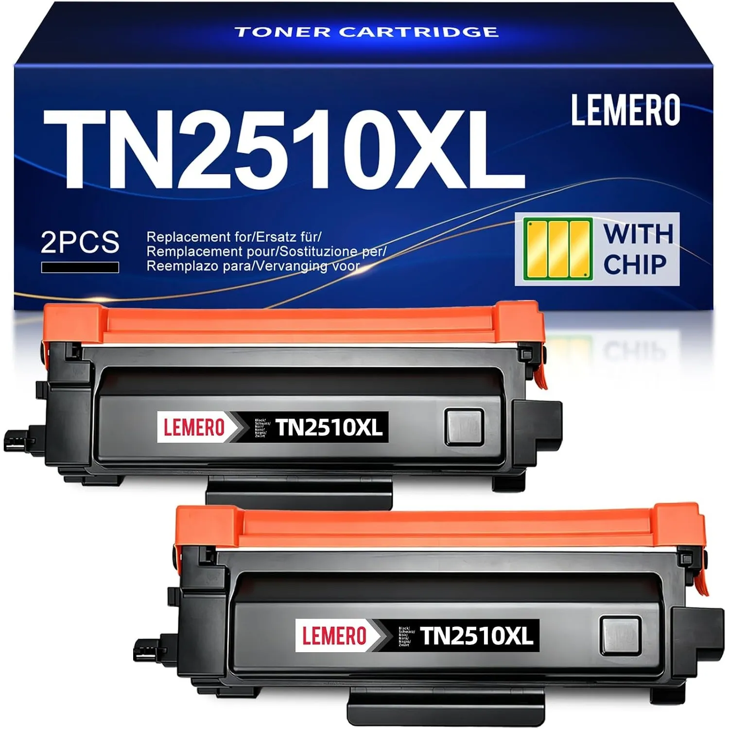 Lemero TN2510XL Toner MFC-l2800dw MFC-l2827dw Schwarz 3000 Seiten 2per-Pack