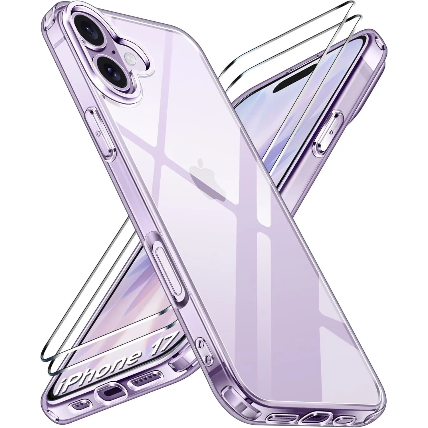 ivoler Nie Vergilbung Klar Hülle für iPhone 17 6,3 Zoll, mit 2 Stück Panzer Schutz Glas, Militärischer Schutz Stoßfest …