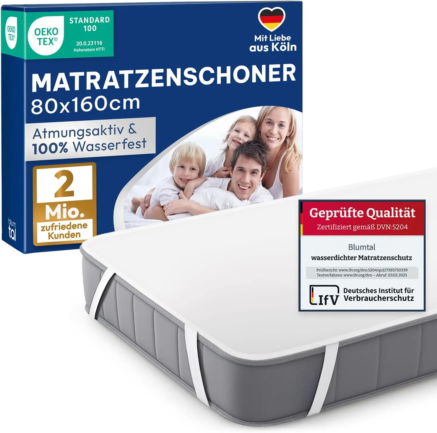 Blumtal Matratzenschoner 80x160cm 2er Set - wasserdichte Matratzenauflage 80x160cm aus 80% Baumwolle - Oeko-TEX zert. I…