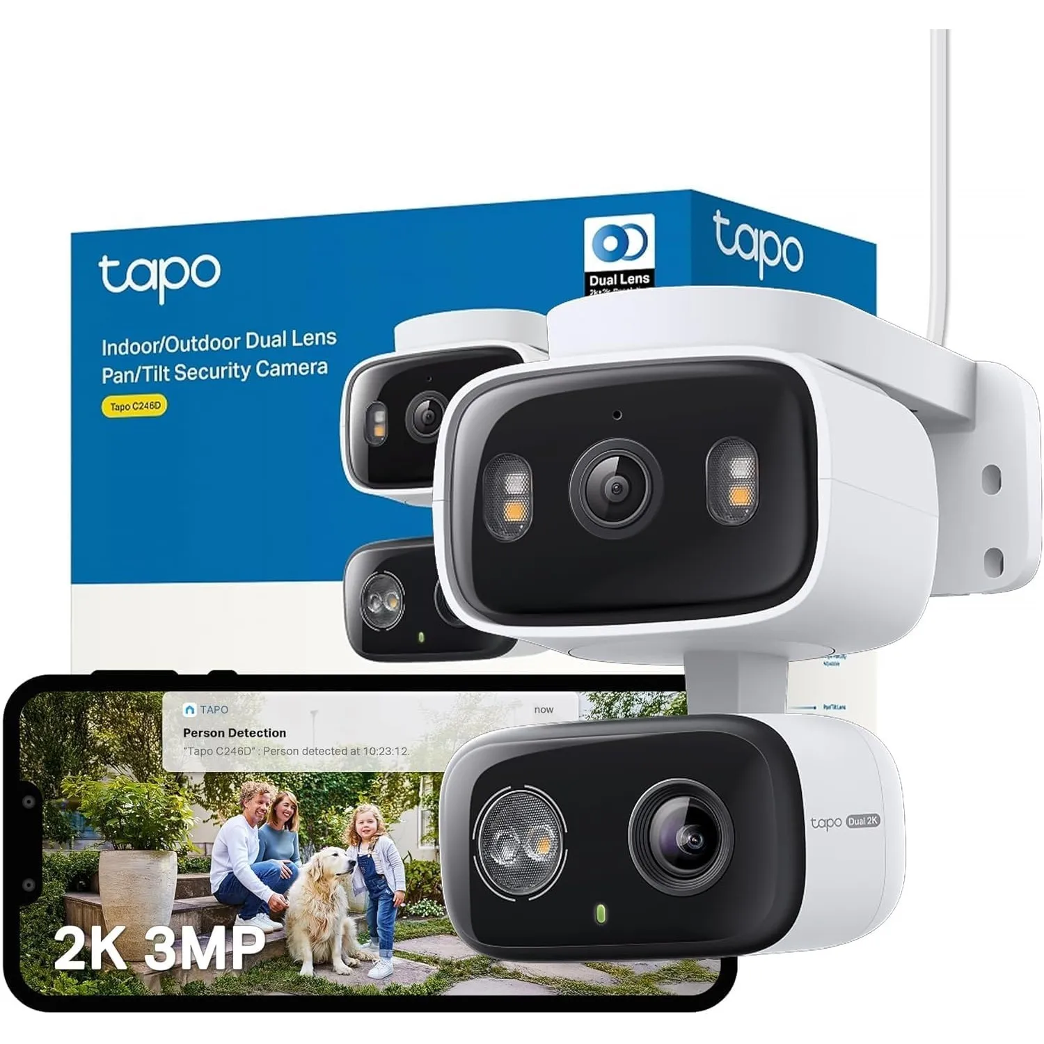 Tapo C246D WLAN Überwachungskamera Außen mit 2K Dual-Objektiv, 125° Weitwinkel & 6 mm Teleobjektiv, Smart Tracking, kos…