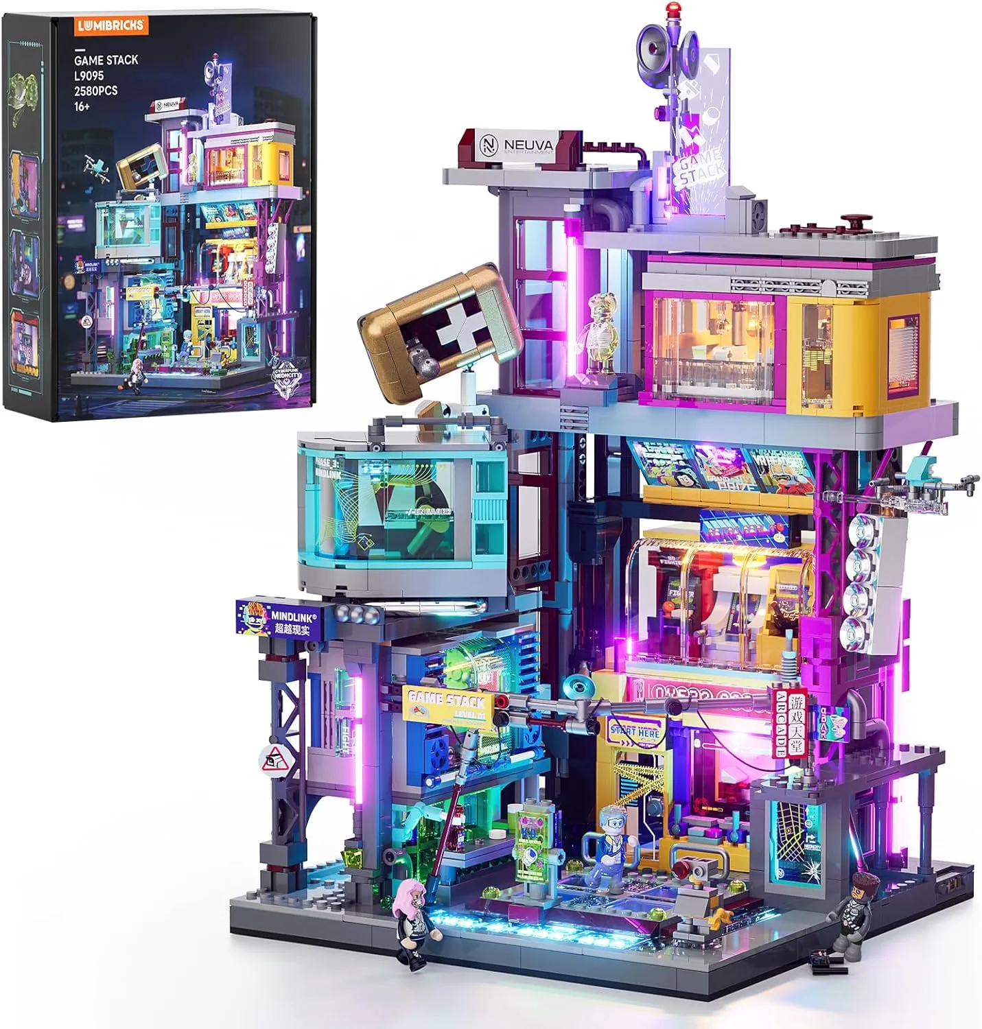 Lumibricks Cyberpunk Arcade Light Building Blocks Set - 2580 Clamping Blocks, Modular Building with Removable Mechanism…