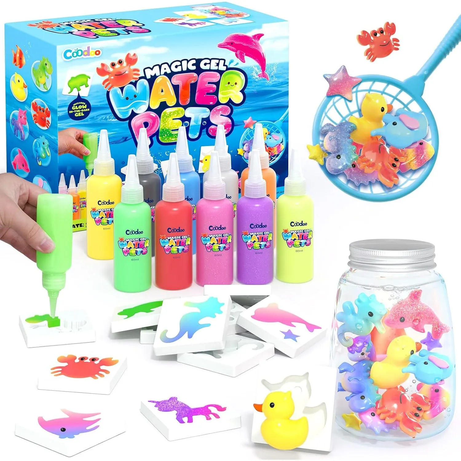 Magic Water Elf, Magisches Wasser Gel Spielzeug mit 10 Magischem Gel und 8 Formen, Bastelset Kinder Basteln Mädchen 4-6…