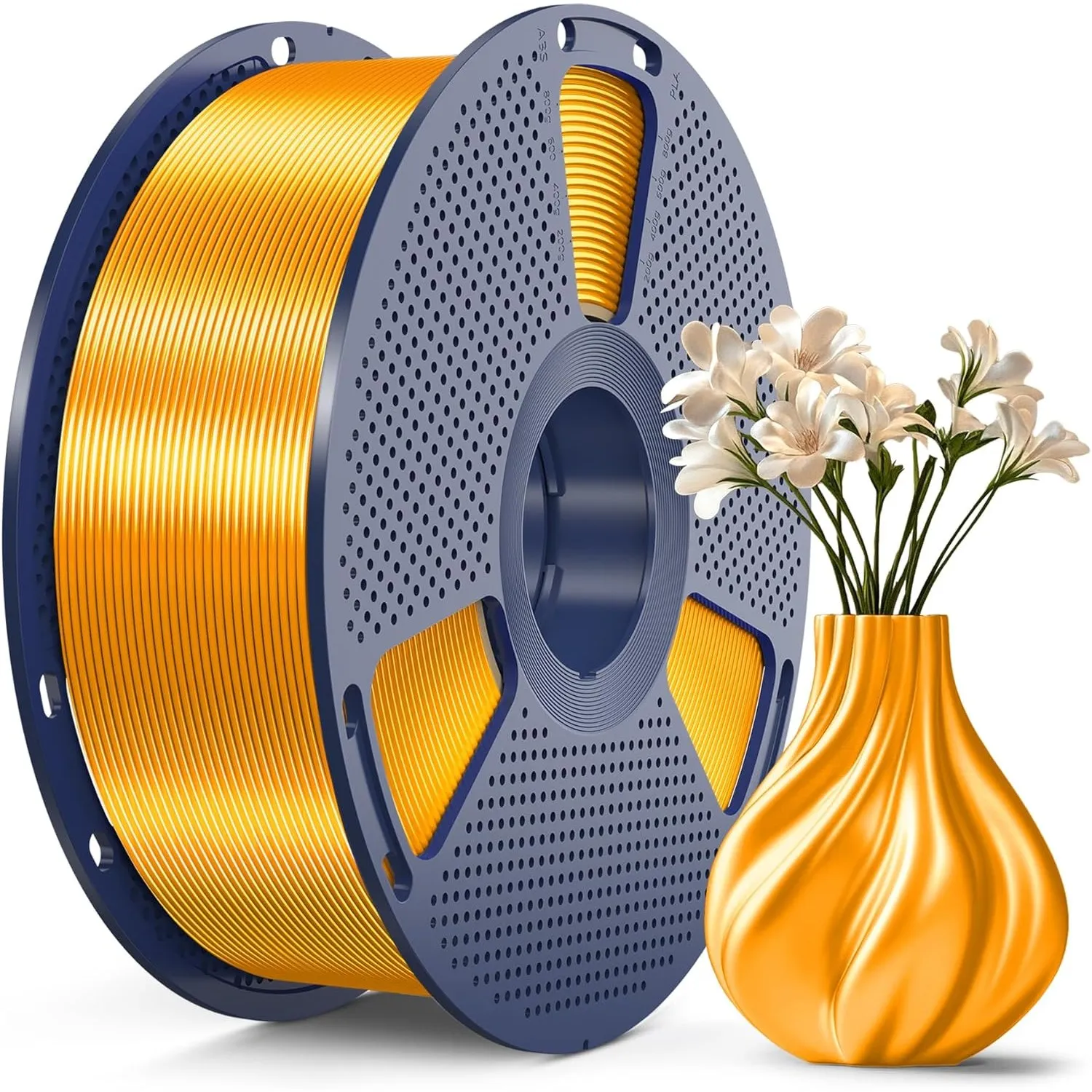 SUNLU PLA+ Silk Filament, Glänzendes Metallisches Seiden-3D-Filament 1,75mm, Hochfestes PLA PLUS 3D Drucker filament, 1…